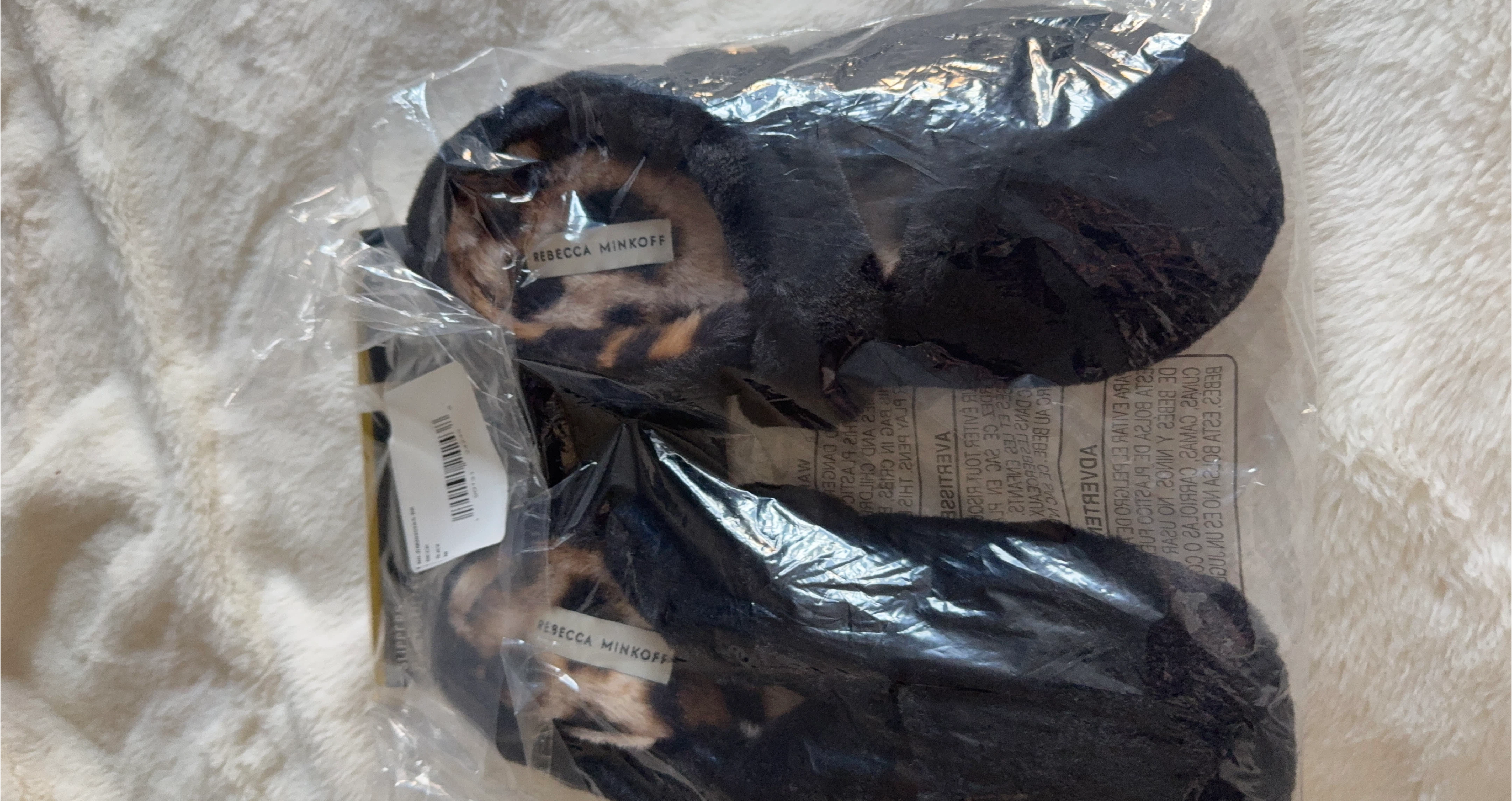 Rebecca Minkoff Black Faux Fur Slippers - Size M