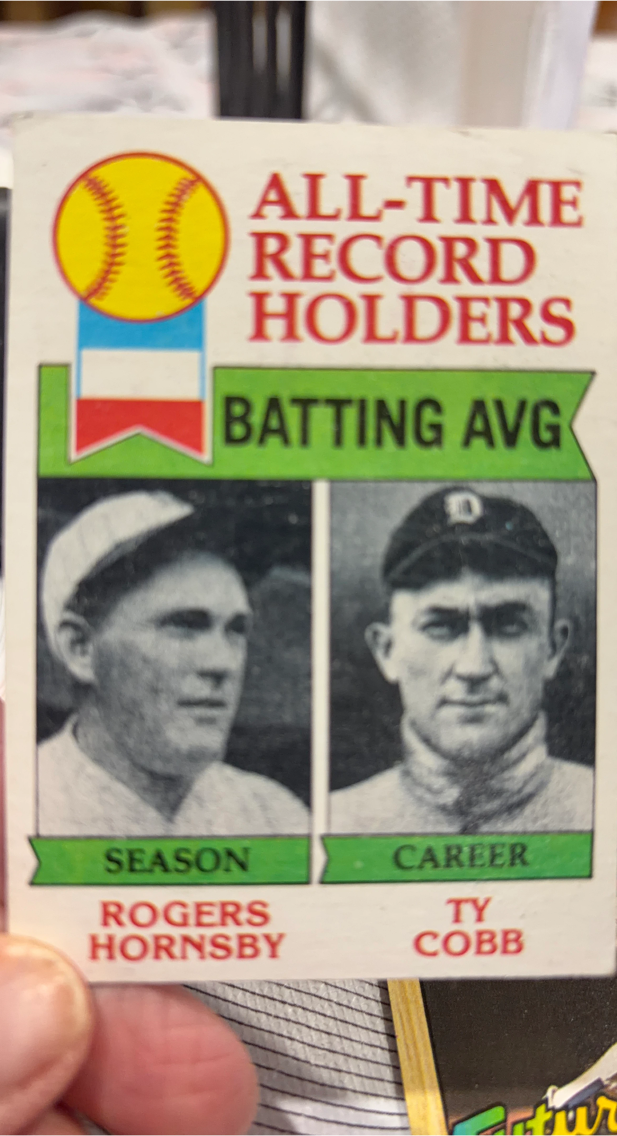 All-Time Record Holders Batting Avg. Baseball Card