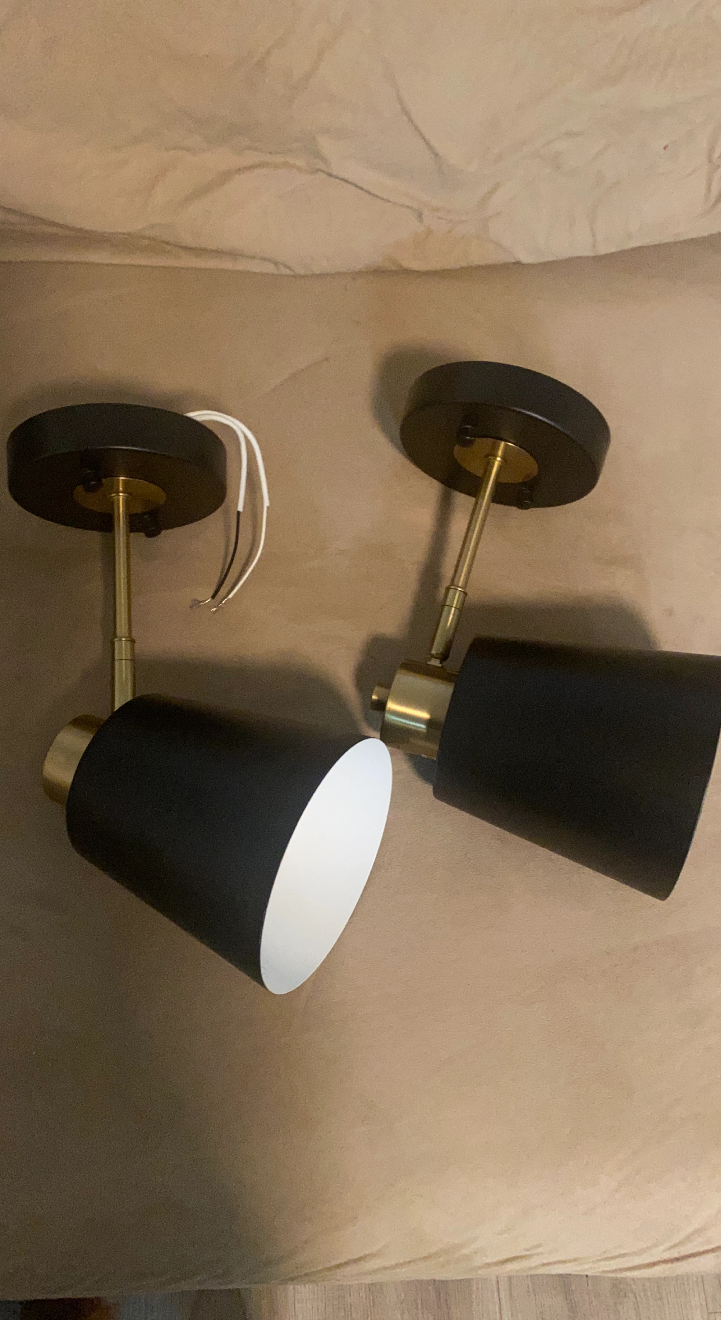 Black and Brass Double Cone Wall Sconces