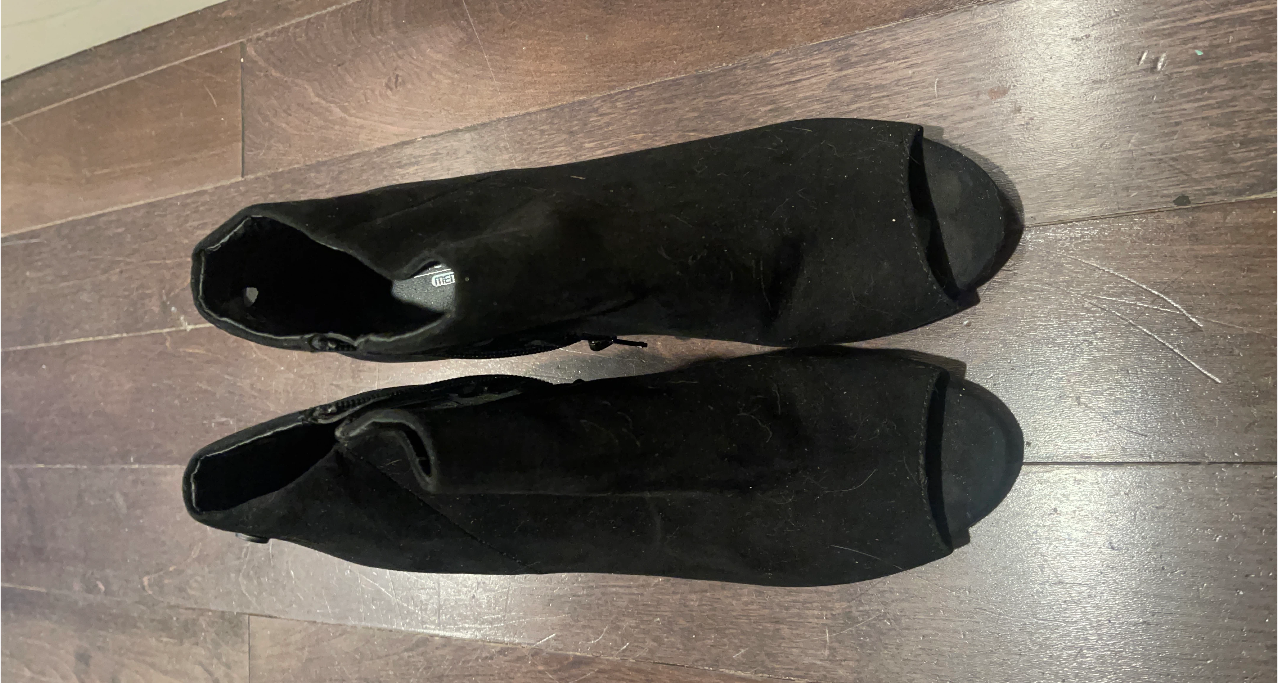 Black Peep-Toe Heeled Booties