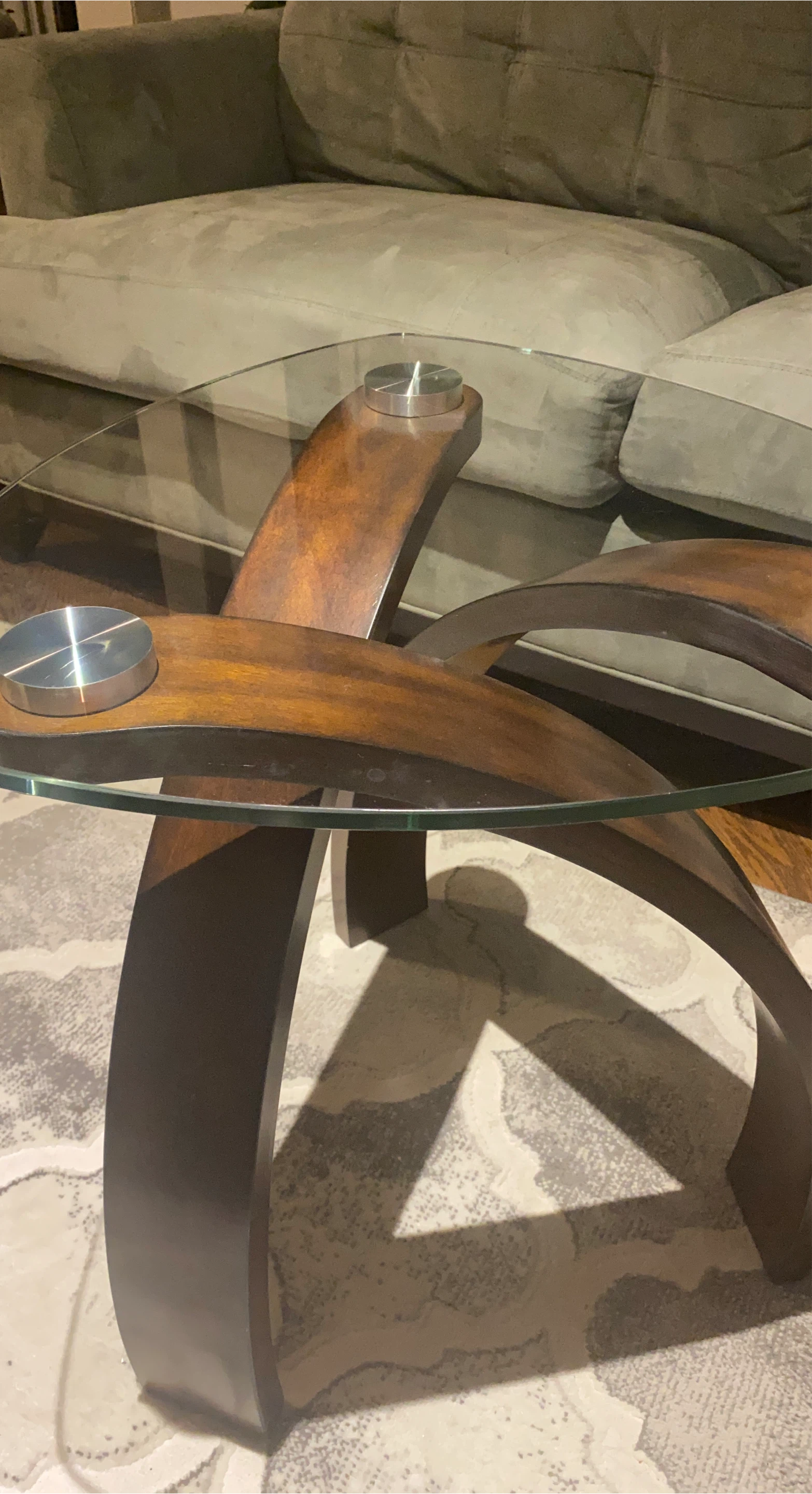 Glass and Wood Coffee Table