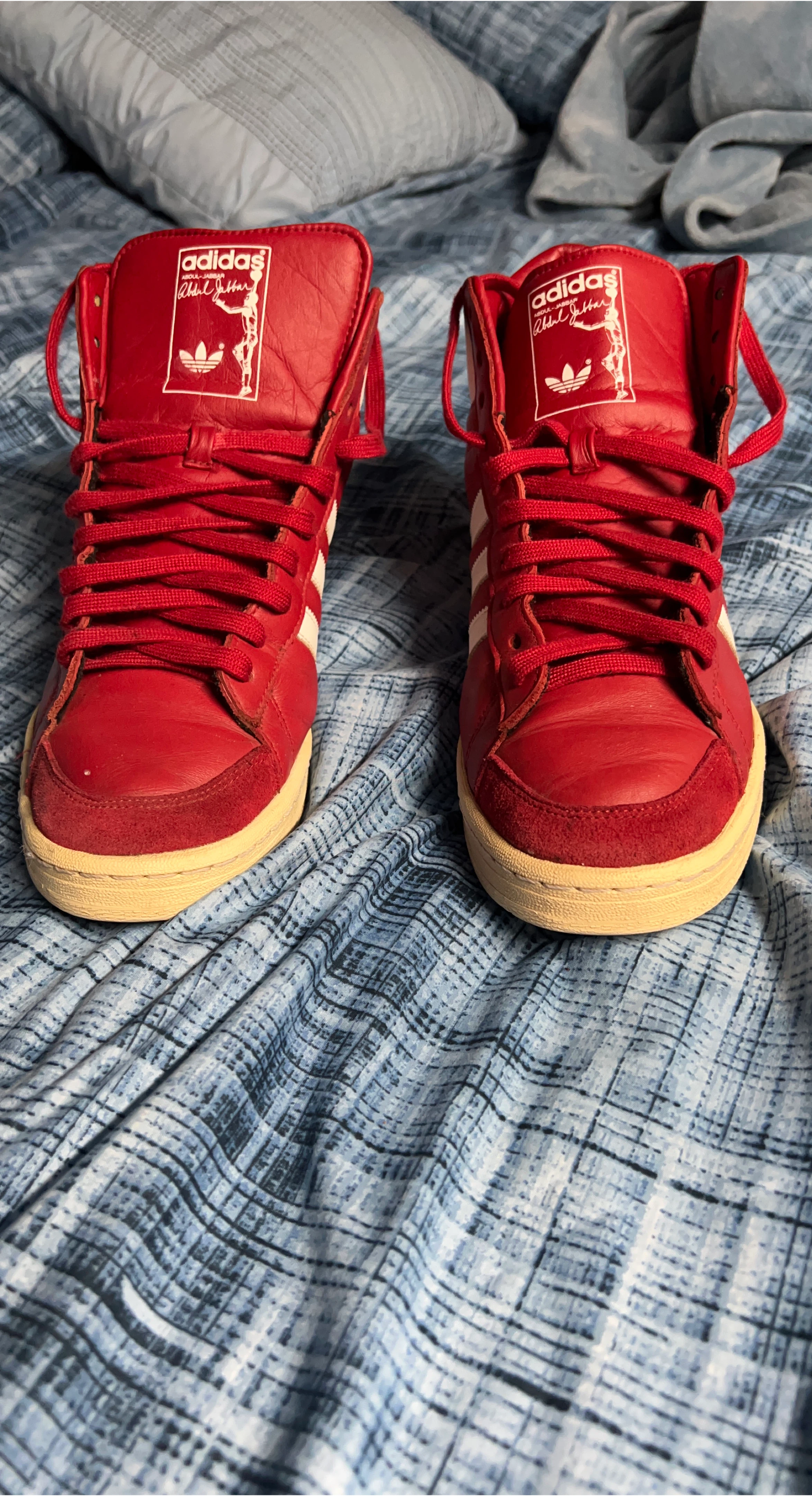 Adidas Red Leather High Top Sneakers Kareem Abdul-Jabbar