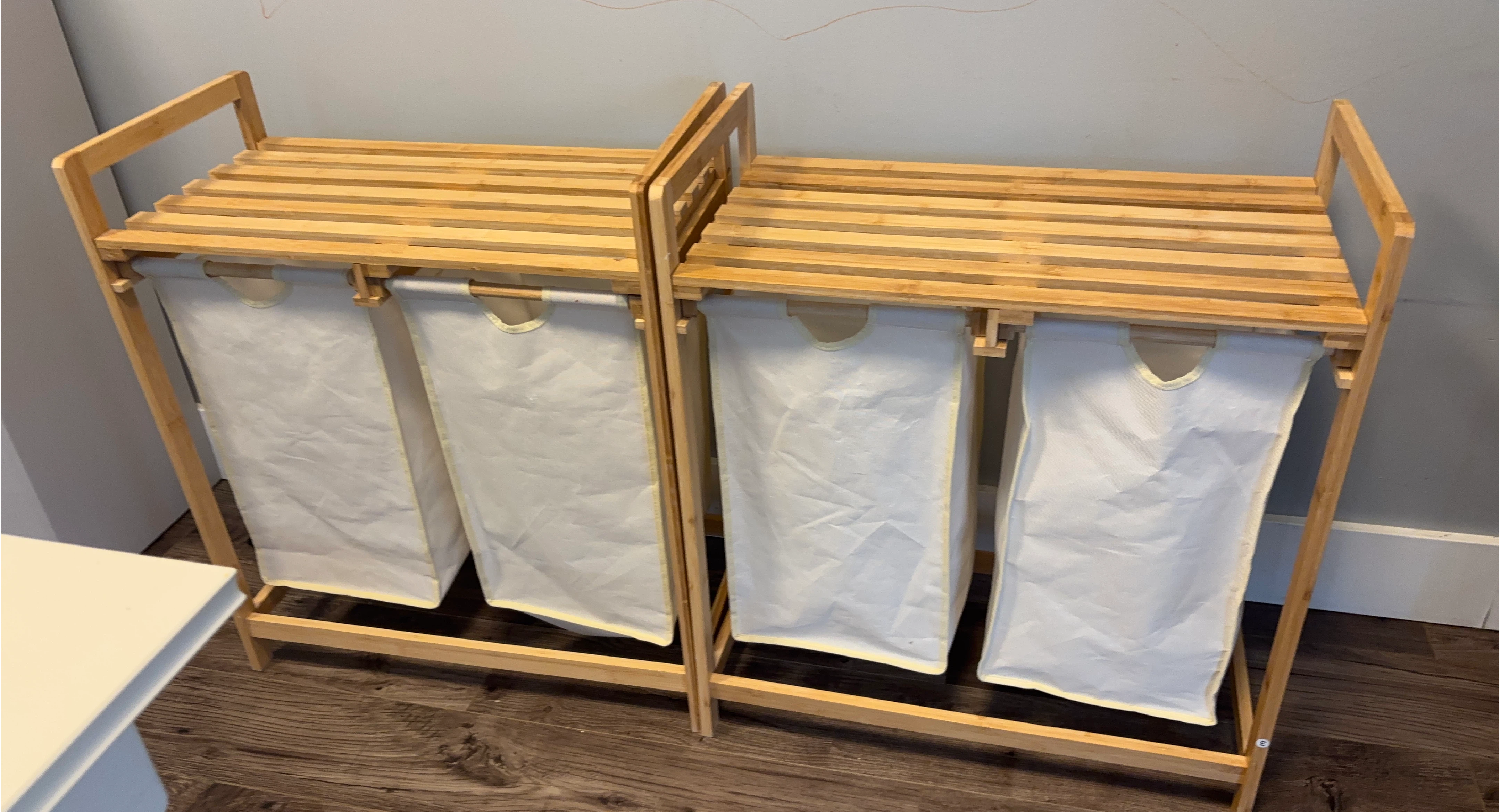 Bamboo Laundry Sorter with 2 Baskets