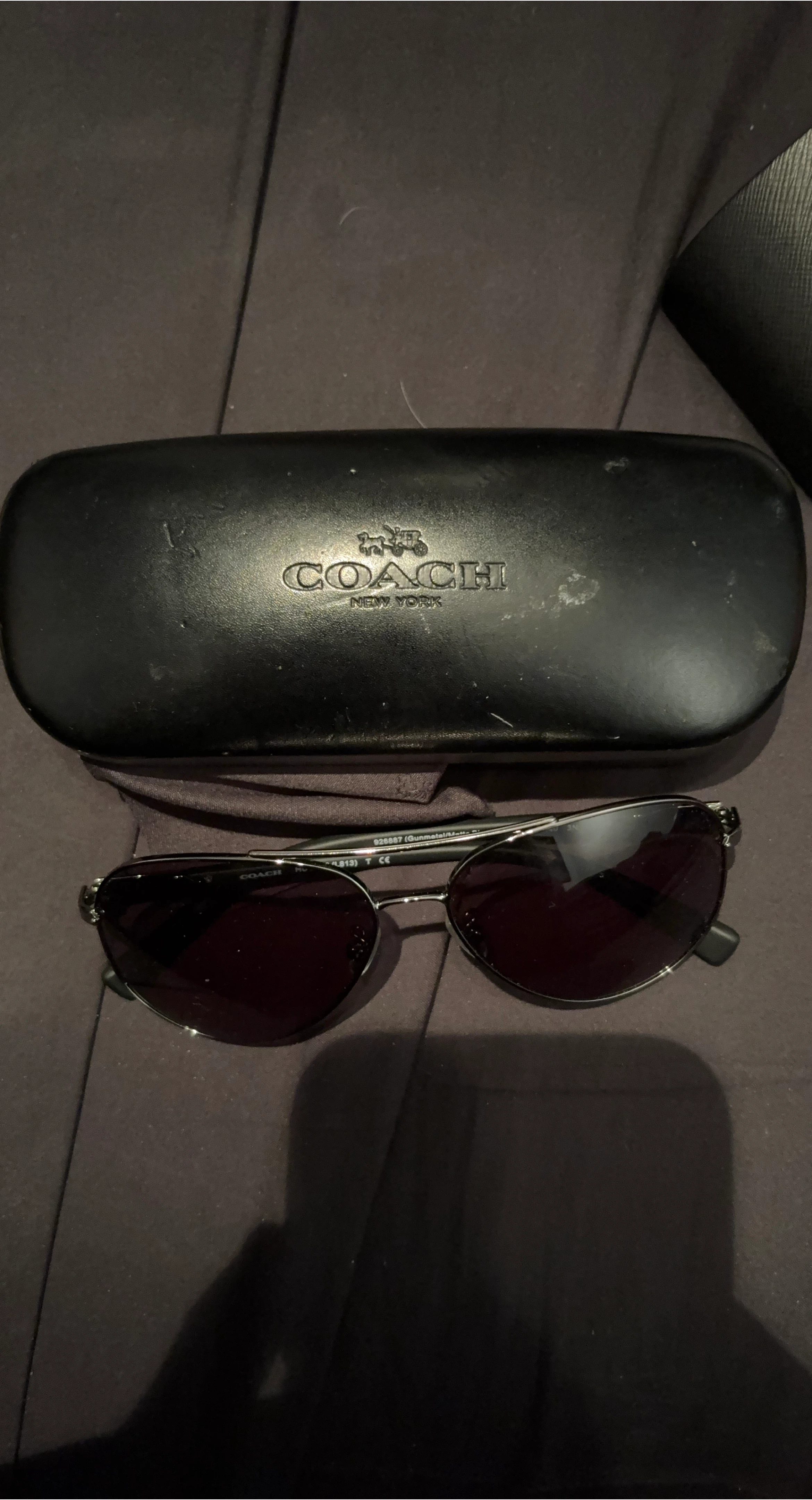 Coach Aviator Sunglasses Gunmetal/Matte Black Frame