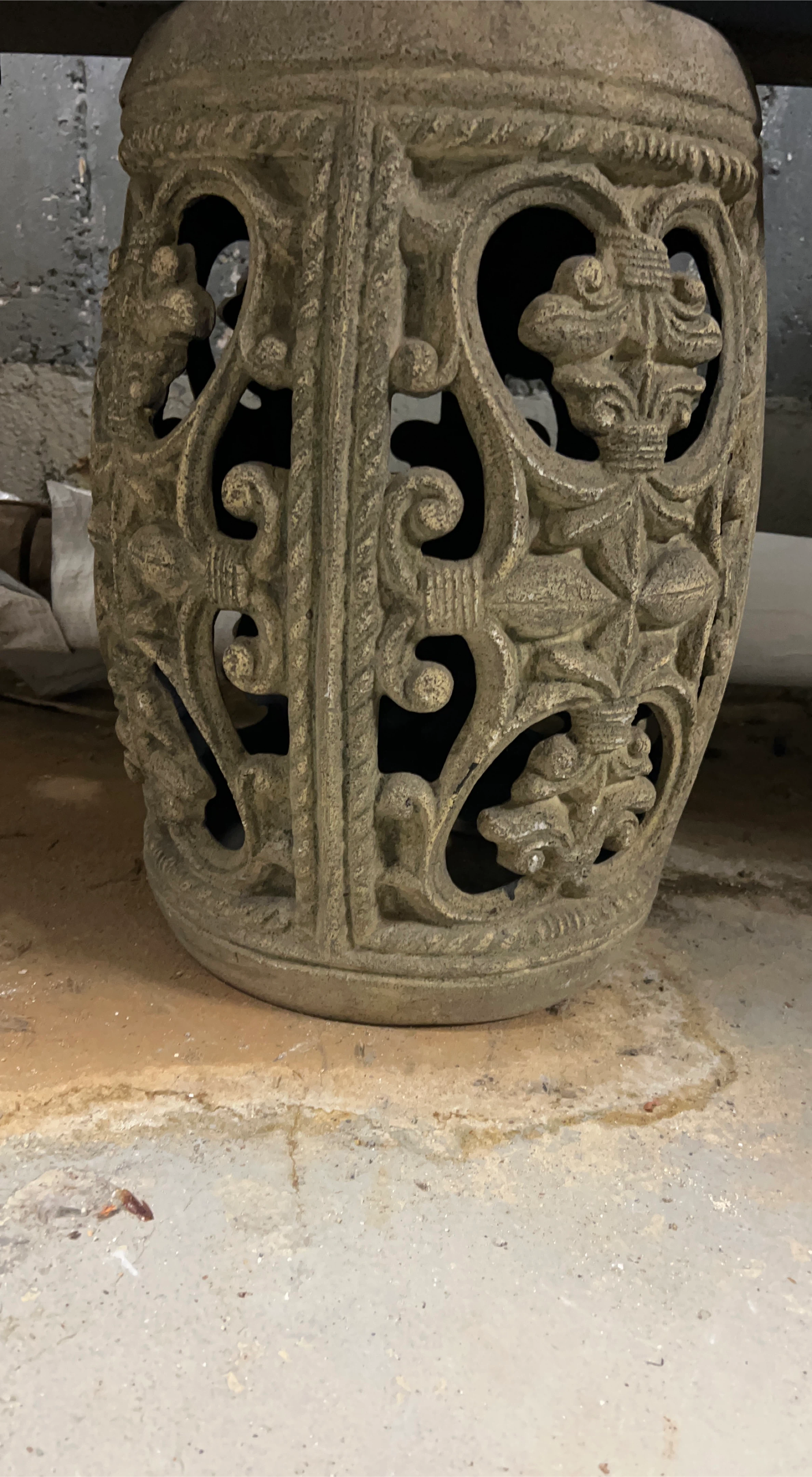 Ornate Stone Garden Stool