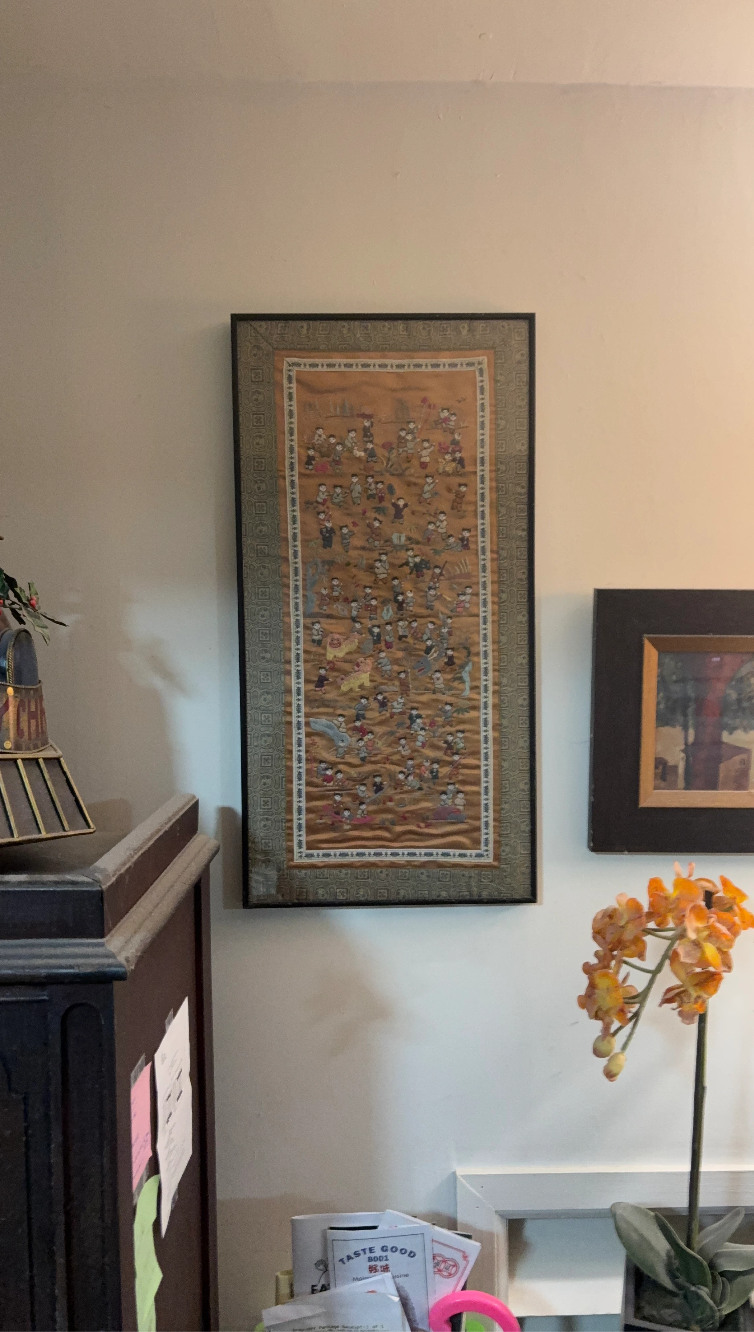 Vintage Framed Silk Embroidery Picture
