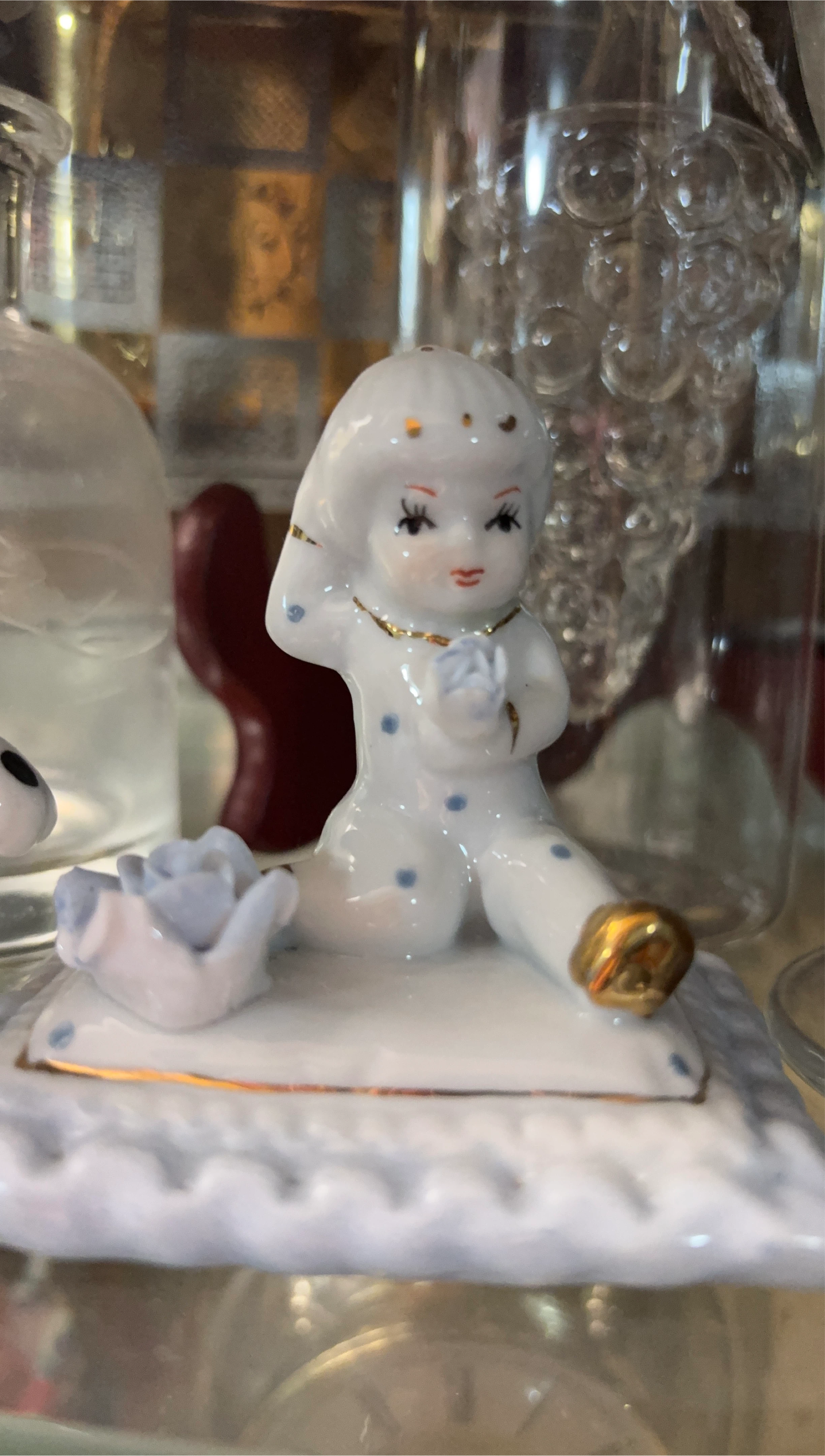 Vintage Ceramic Figurine Girl with Flower