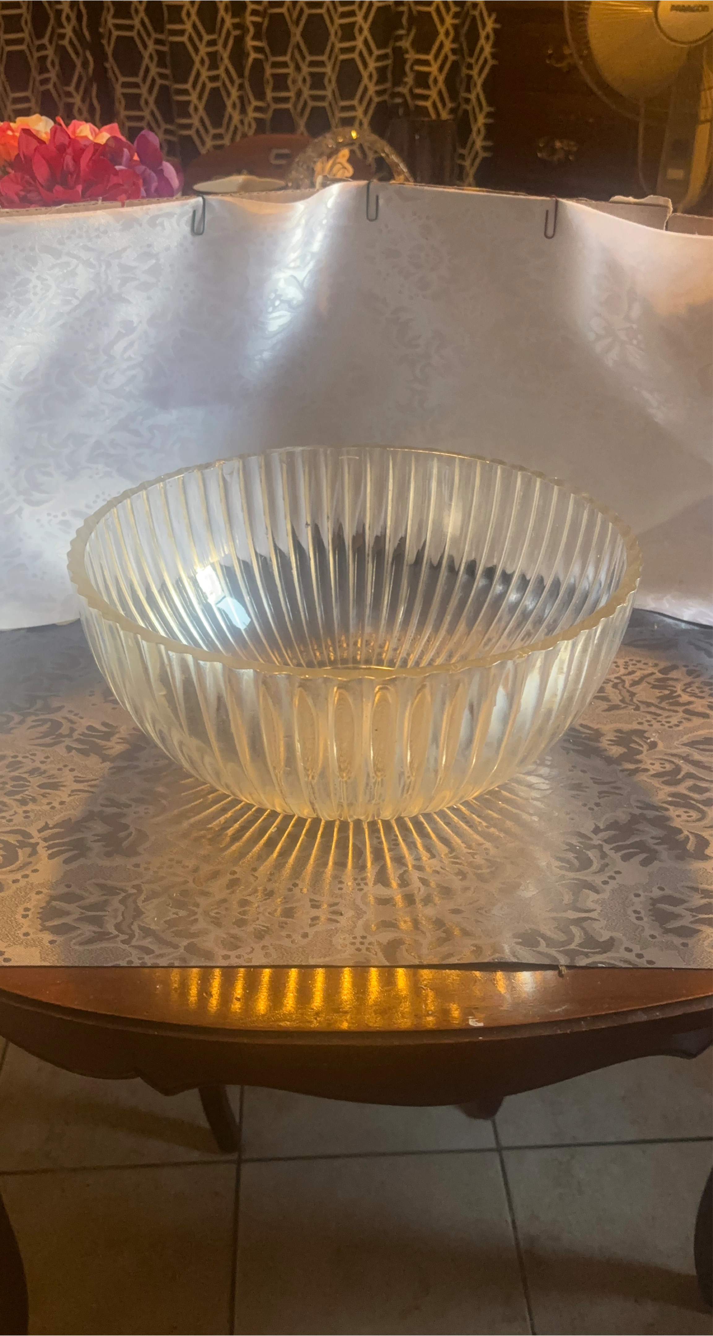 Fluted Glass Serving Bowl
