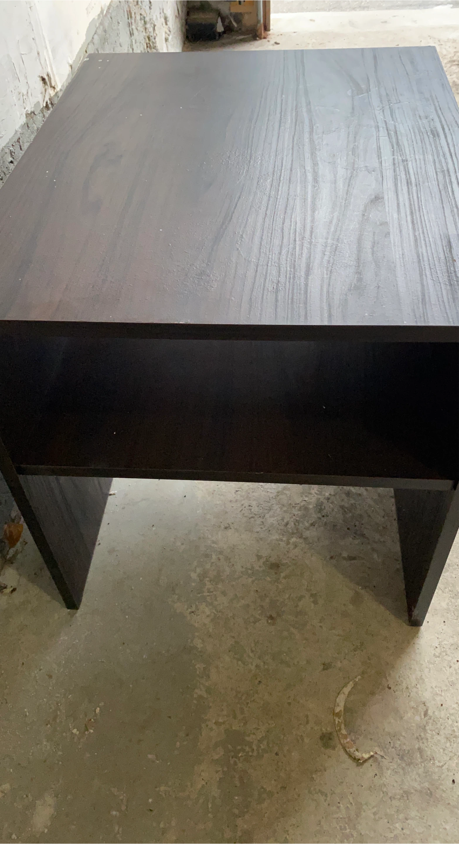 Dark brown desk with shelf