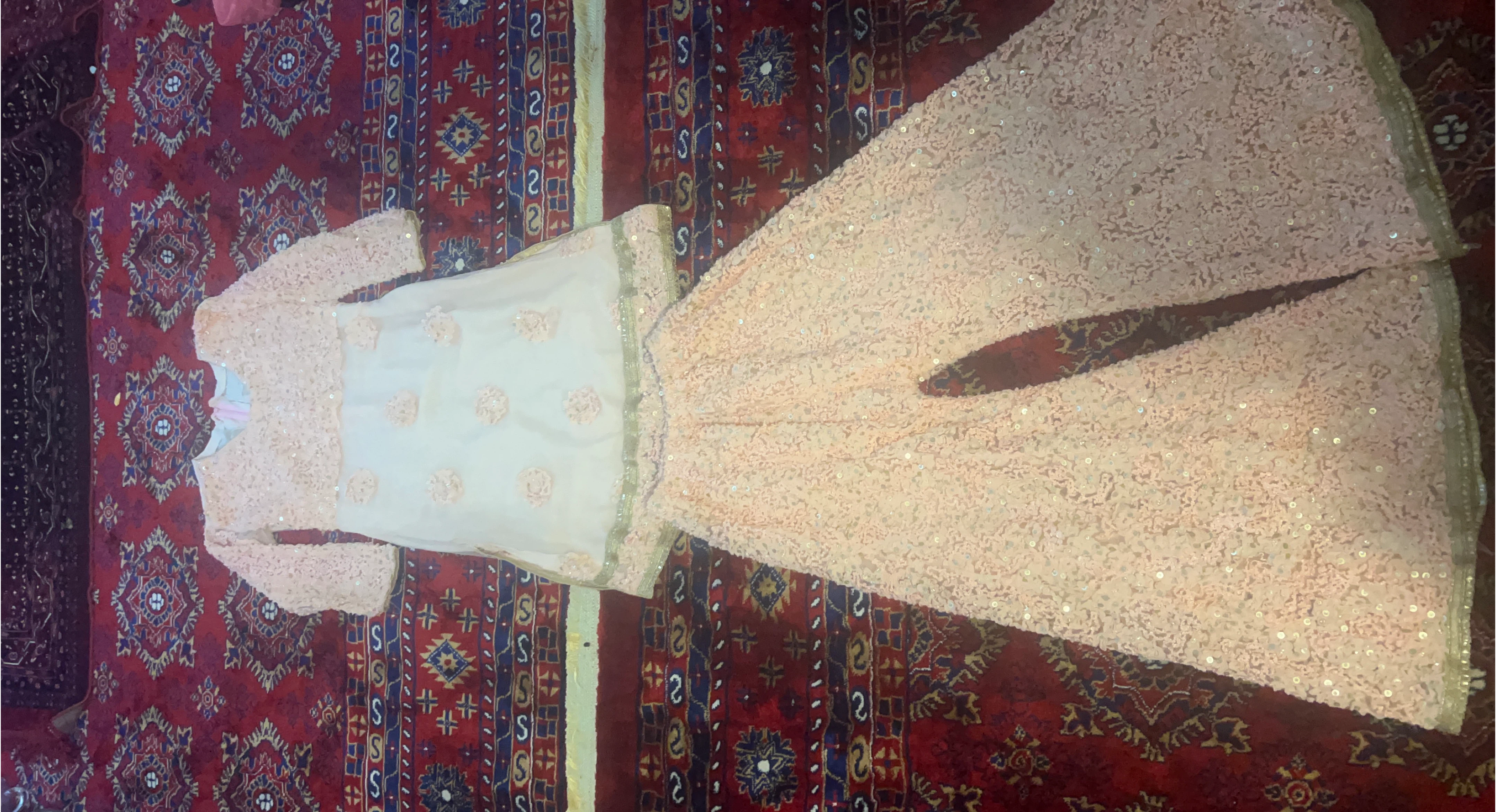 Peach Sequin Dress with Embellishments