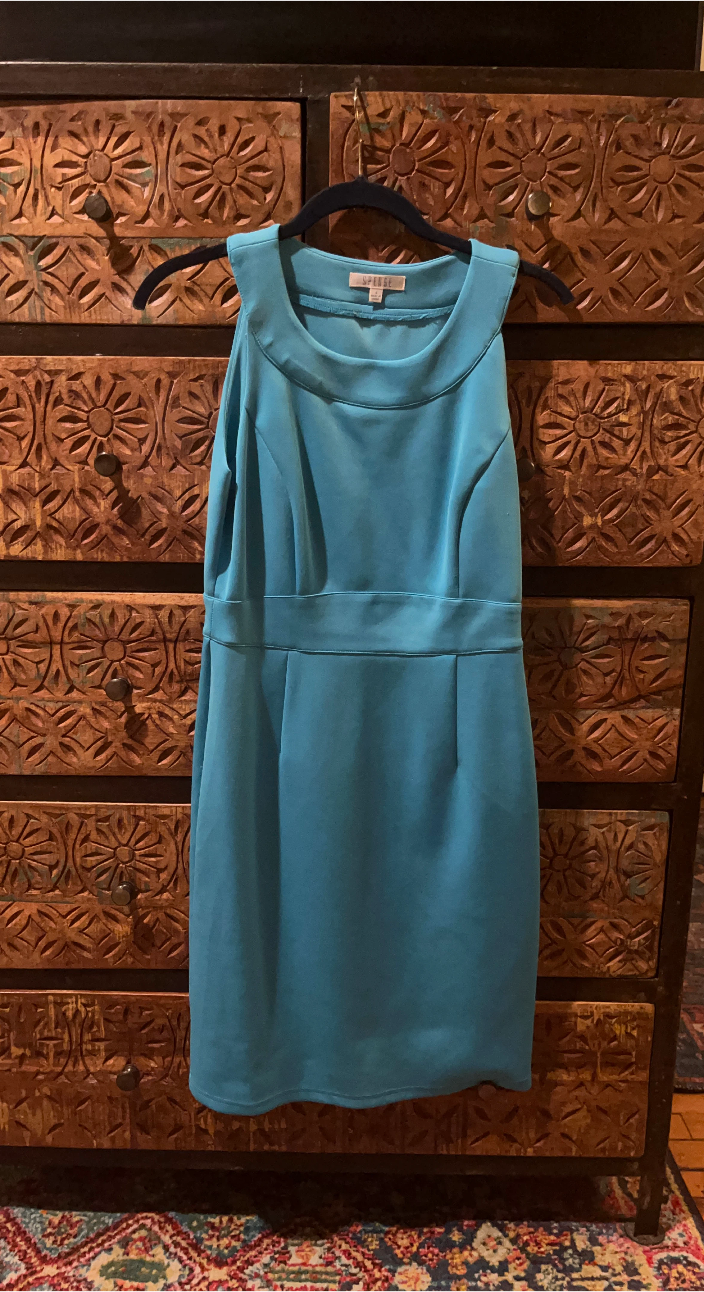 Spense Blue Sleeveless Sheath Dress
