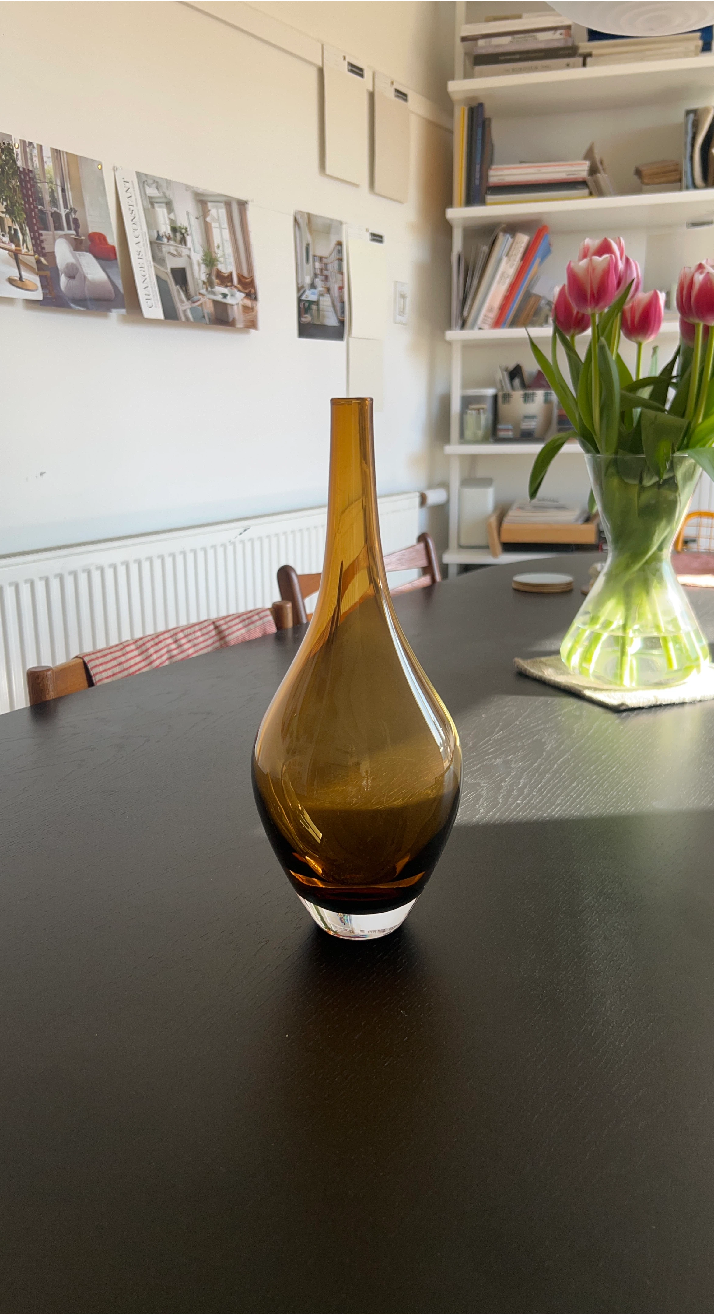 MOVING SALE: Mid-Century Handblown Scandinavian Amber Glass Vase - photo 2