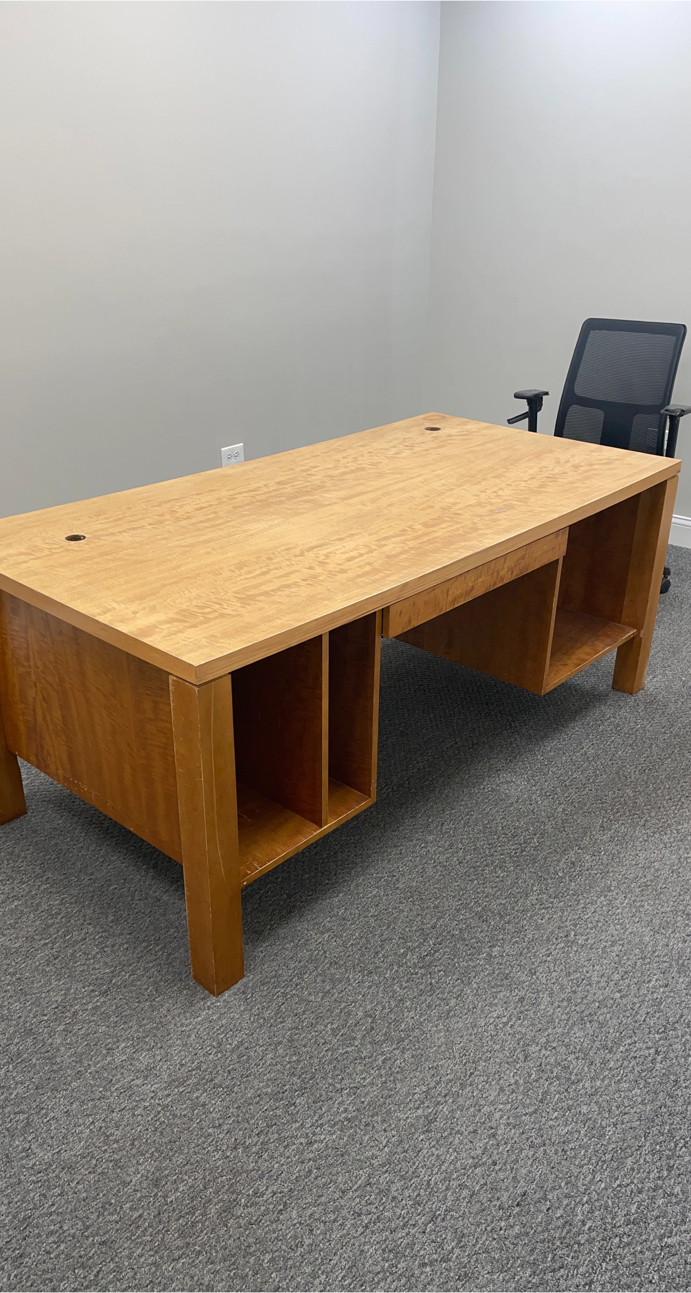 Wooden Desk with Storage Shelves