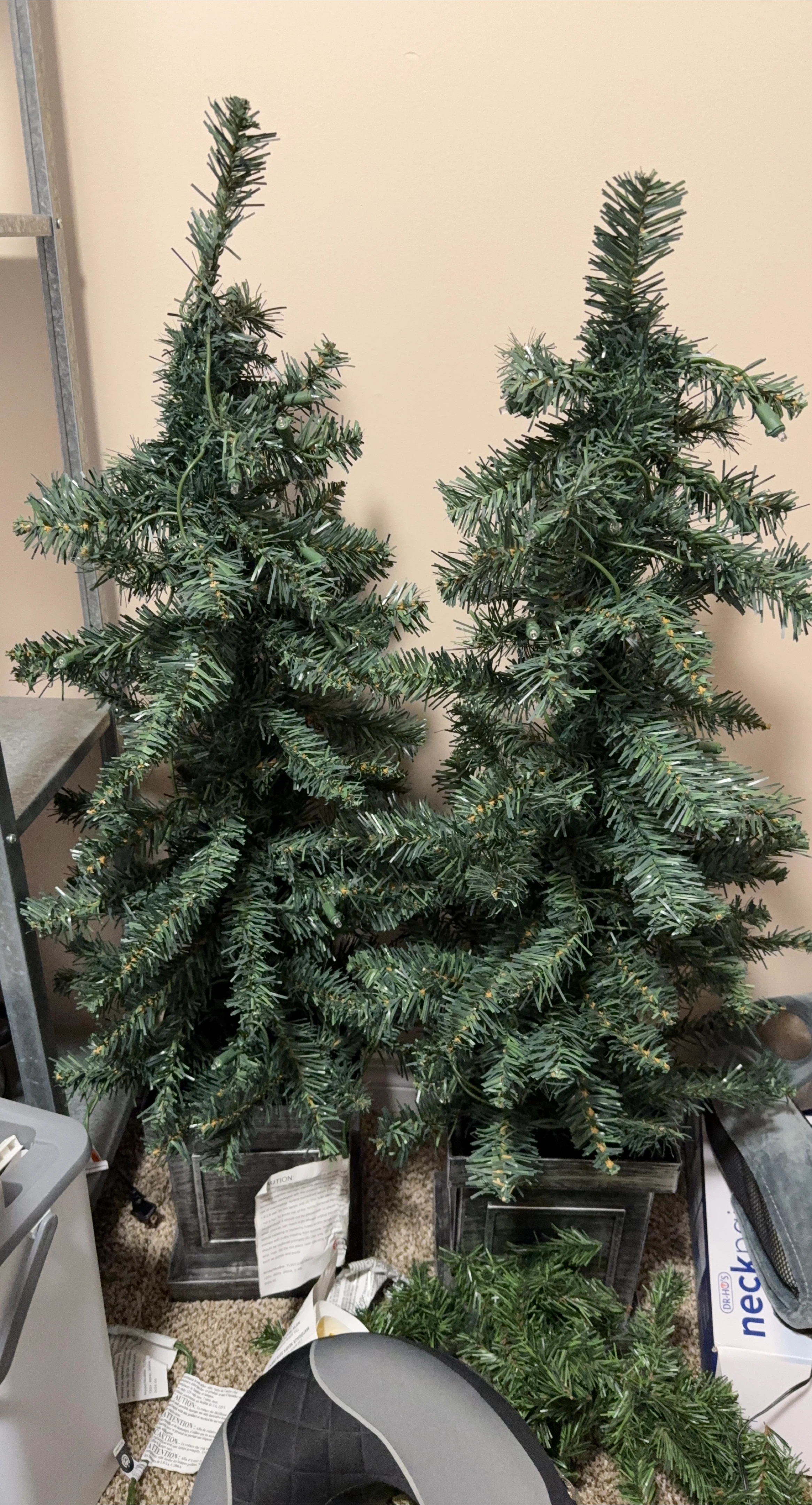 Two Artificial Christmas Trees