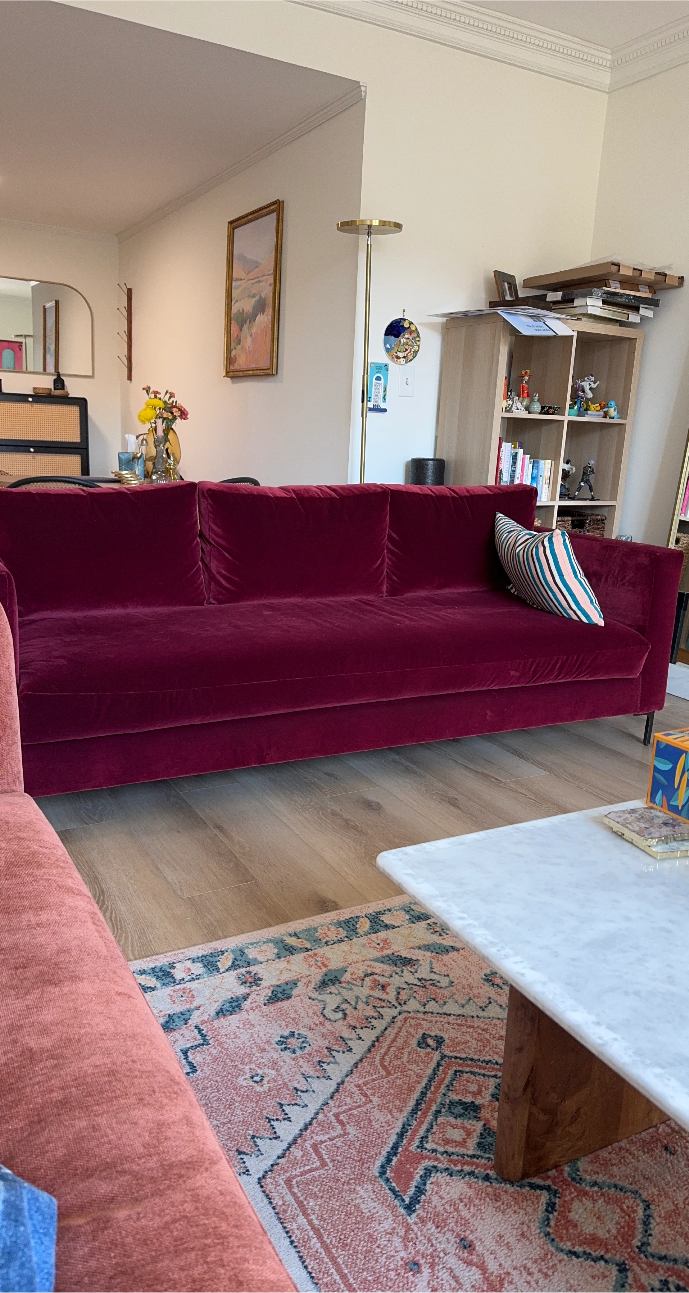 Velvet Sofa - Deep Red