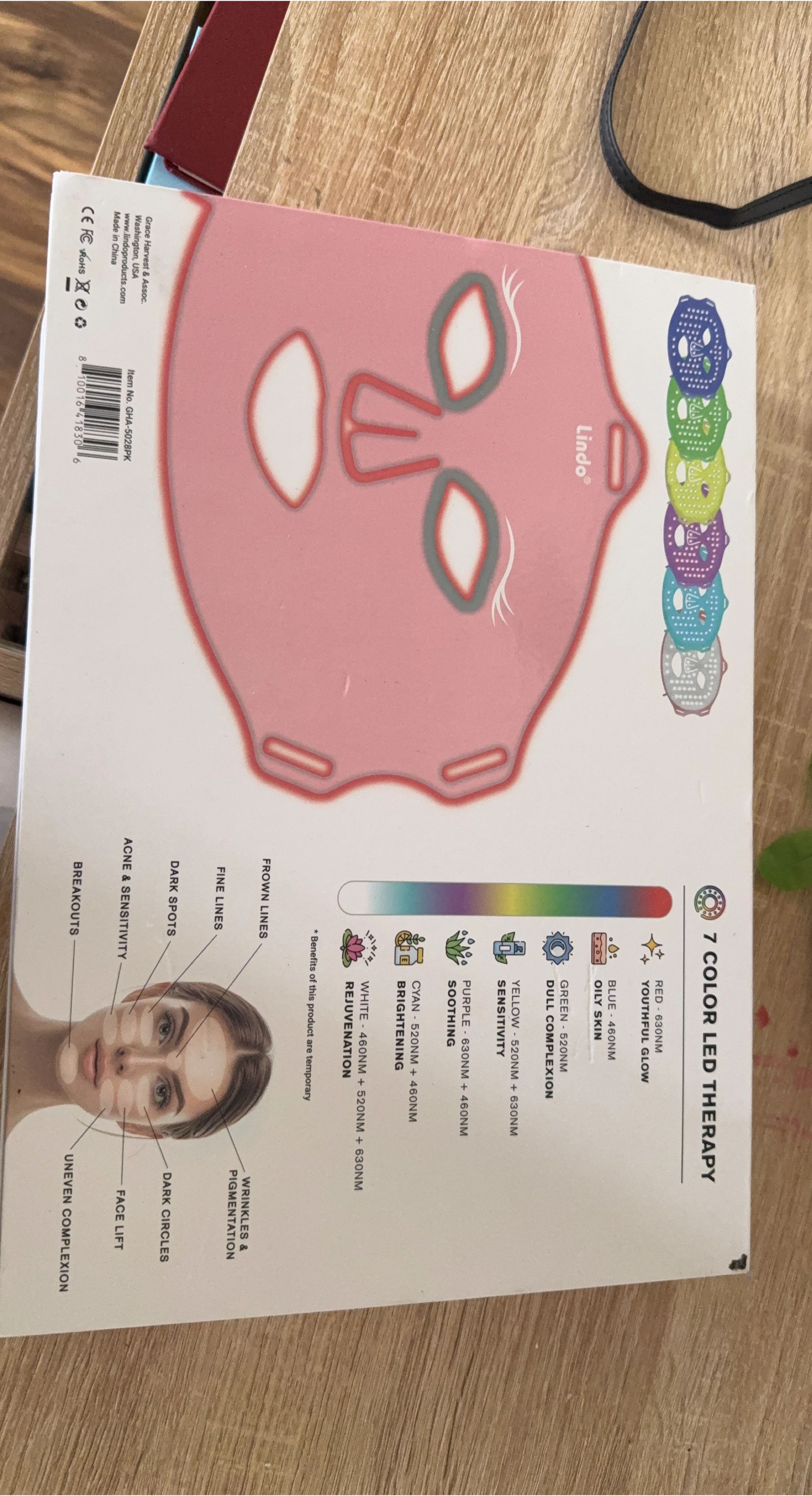 Lindo 7 Color LED Therapy Facial Mask