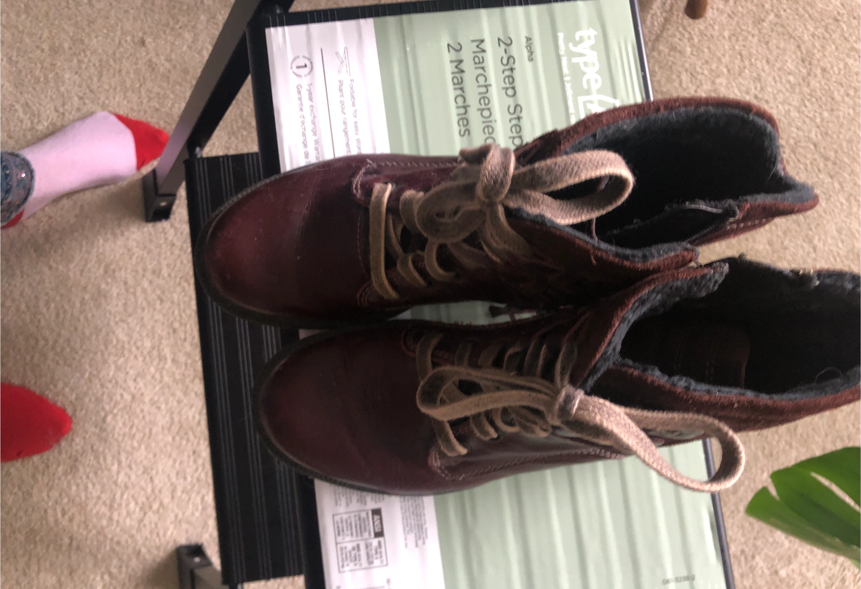 Burgundy leather boots