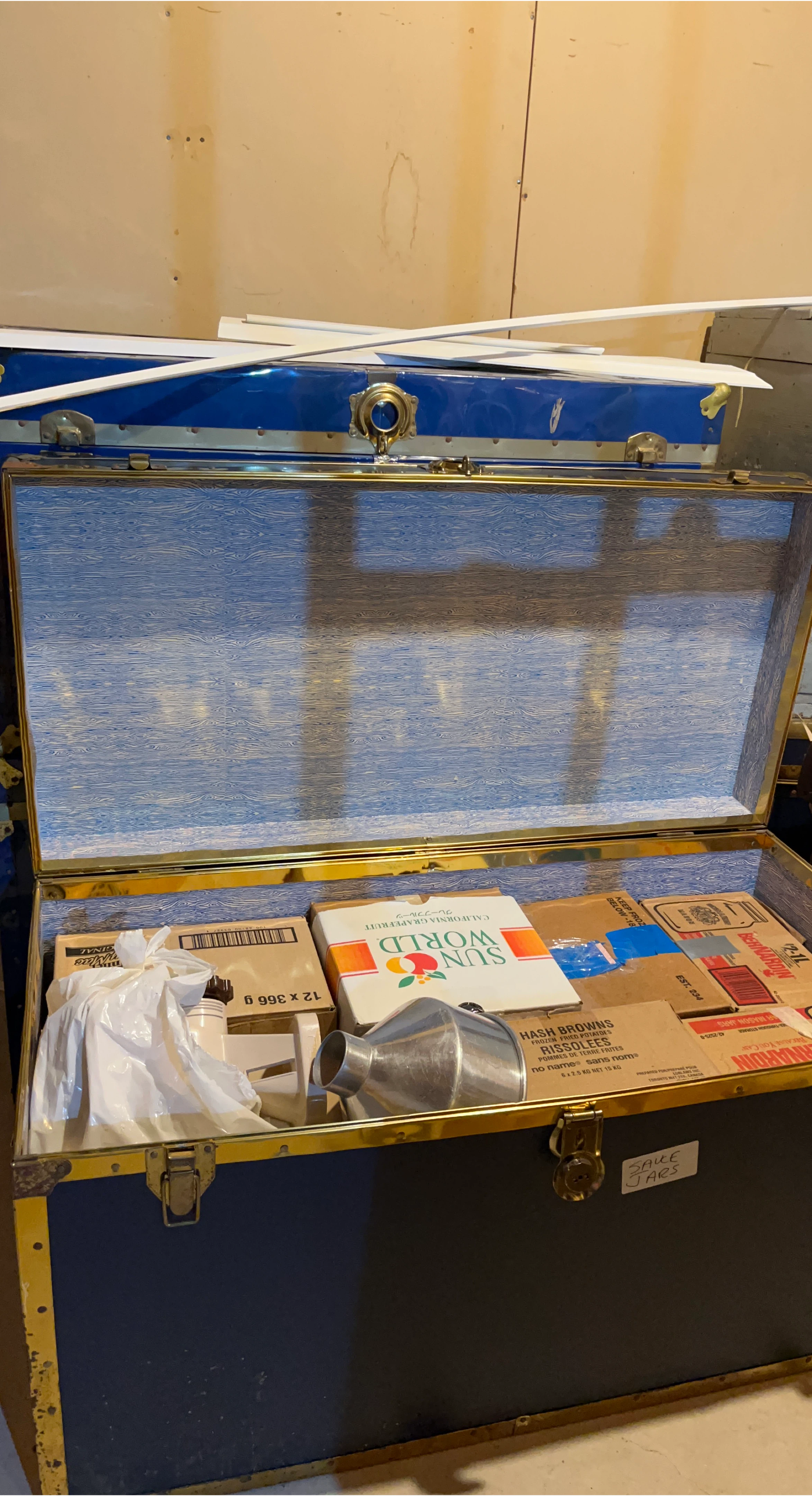 Vintage Navy Blue Travel Trunk