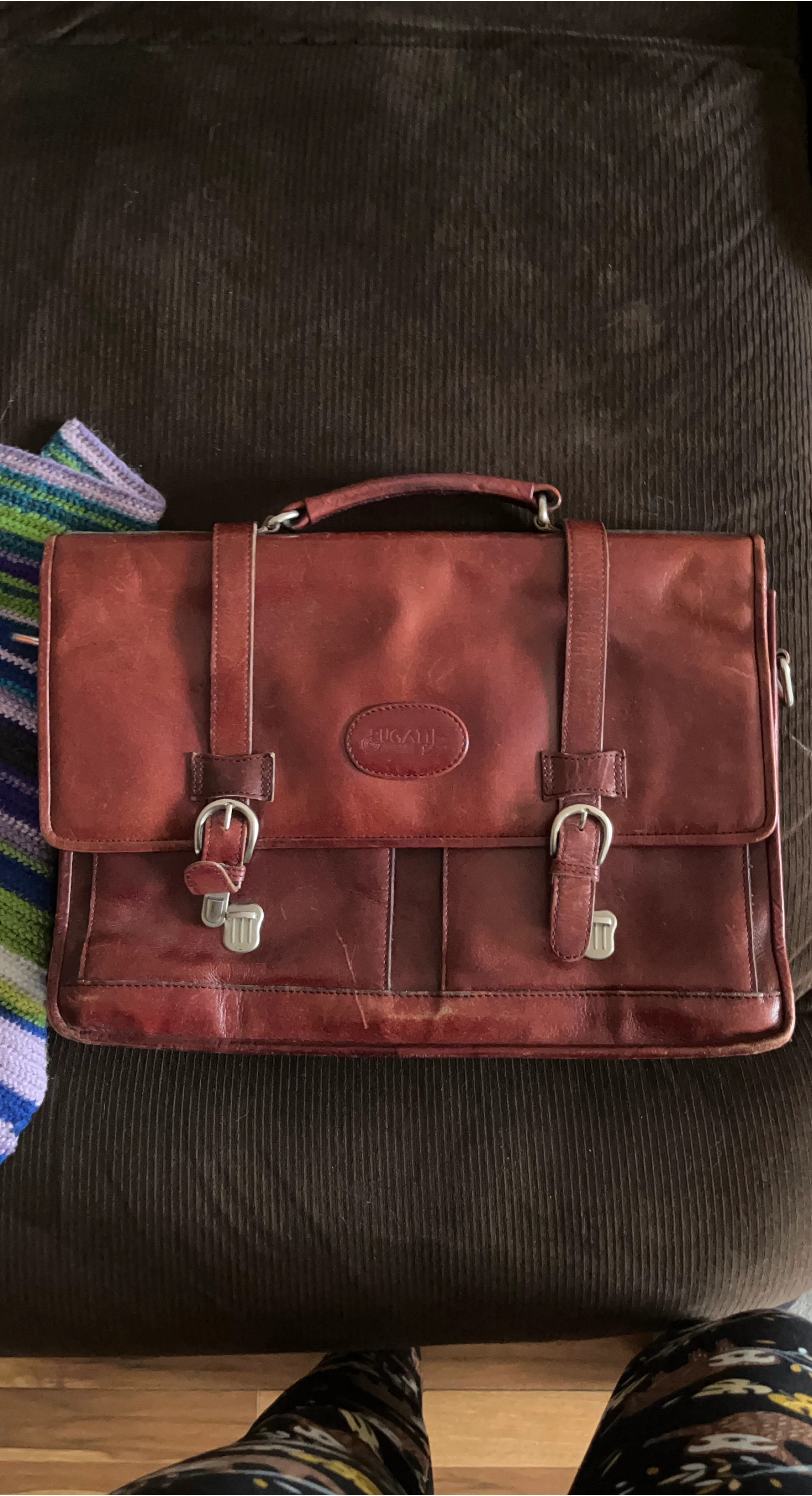 Bugatti Brown Leather Briefcase