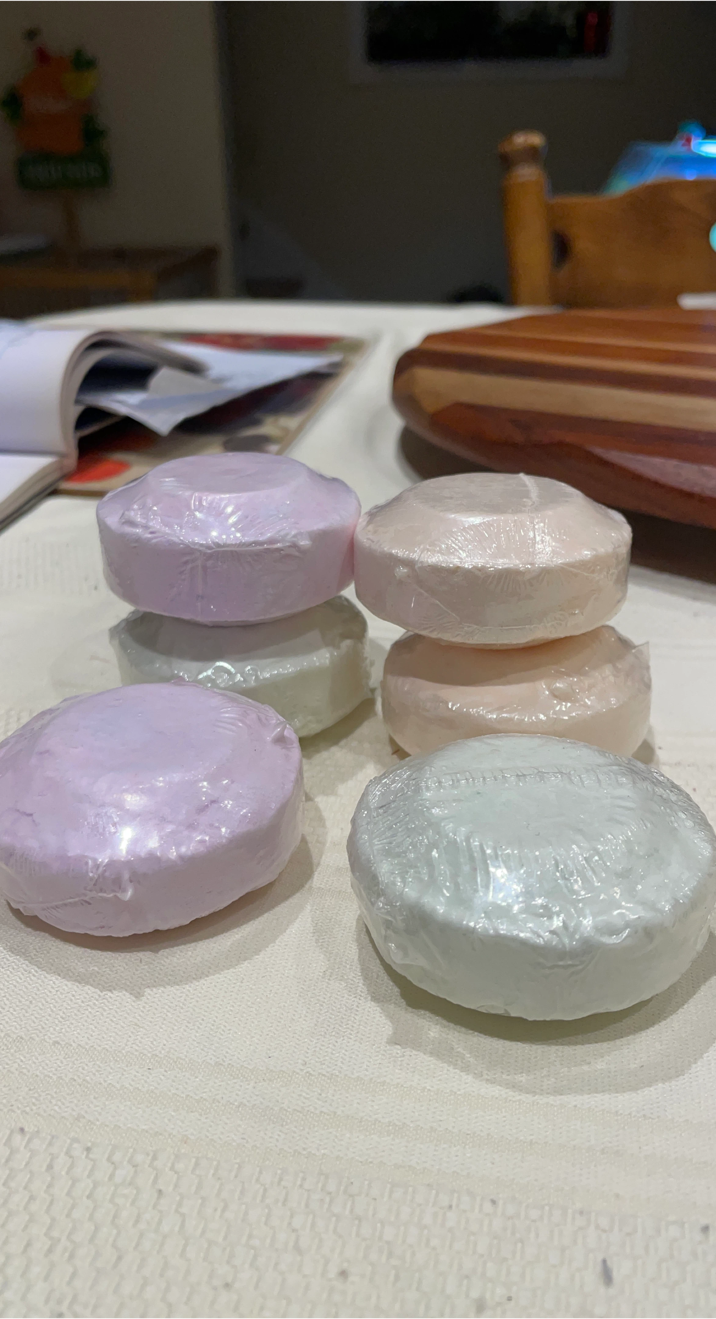 Set of 6 individually wrapped colourful soaps