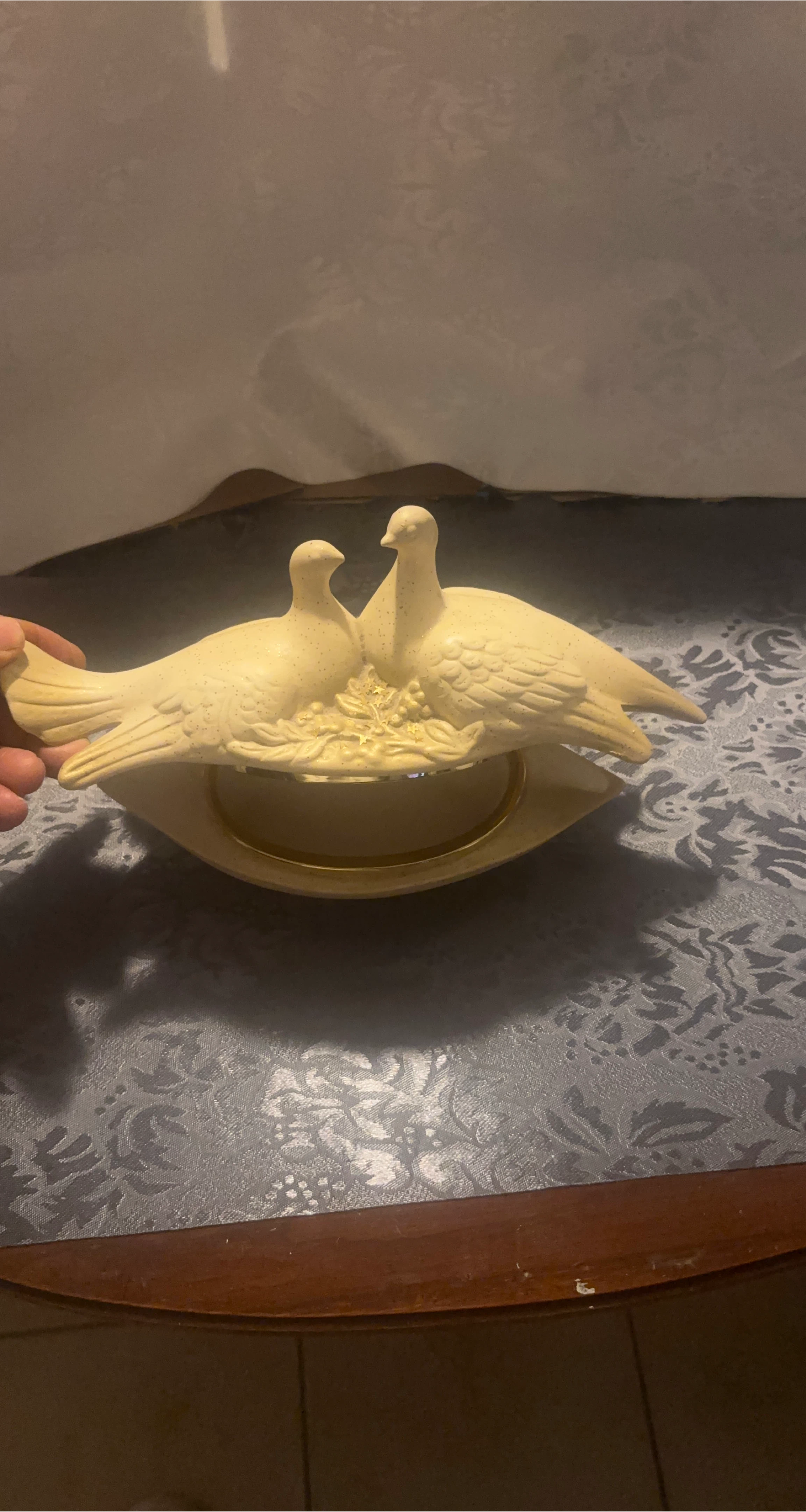 Vintage Two Love Birds Trinket Box
