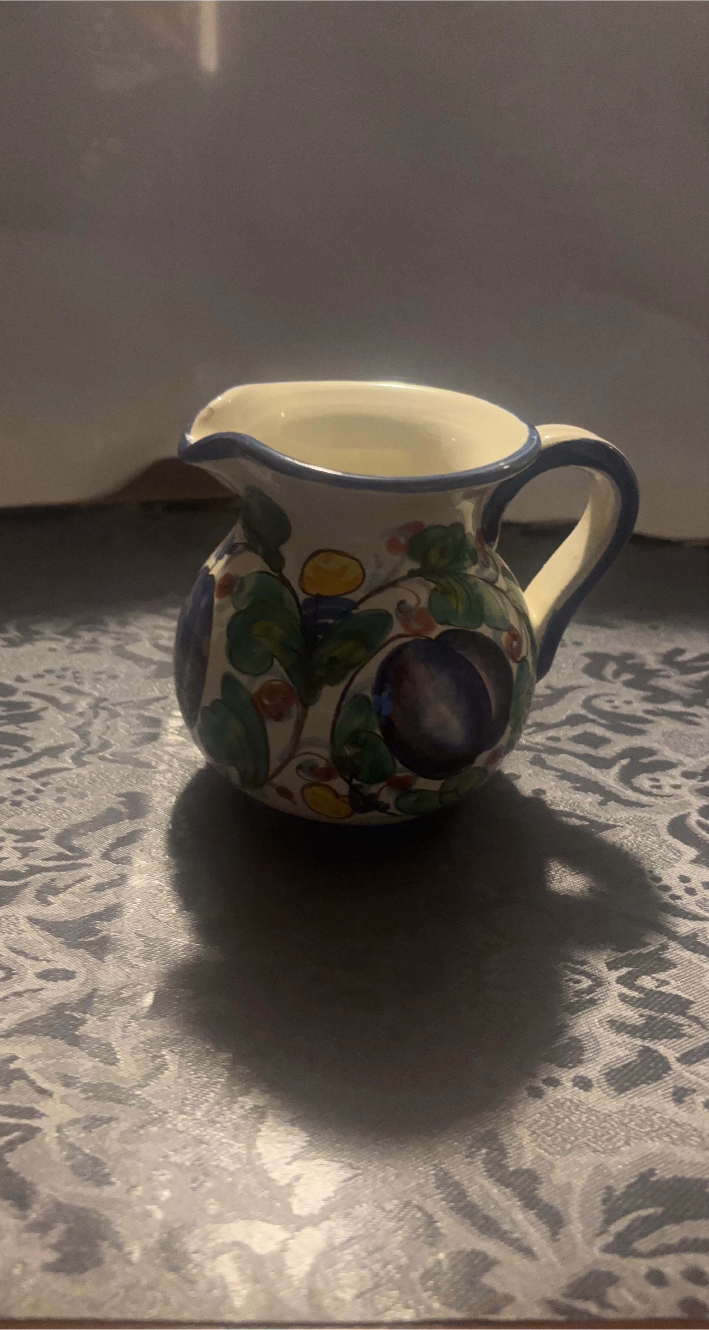 Decorative Ceramic Pitcher with Fruit Design