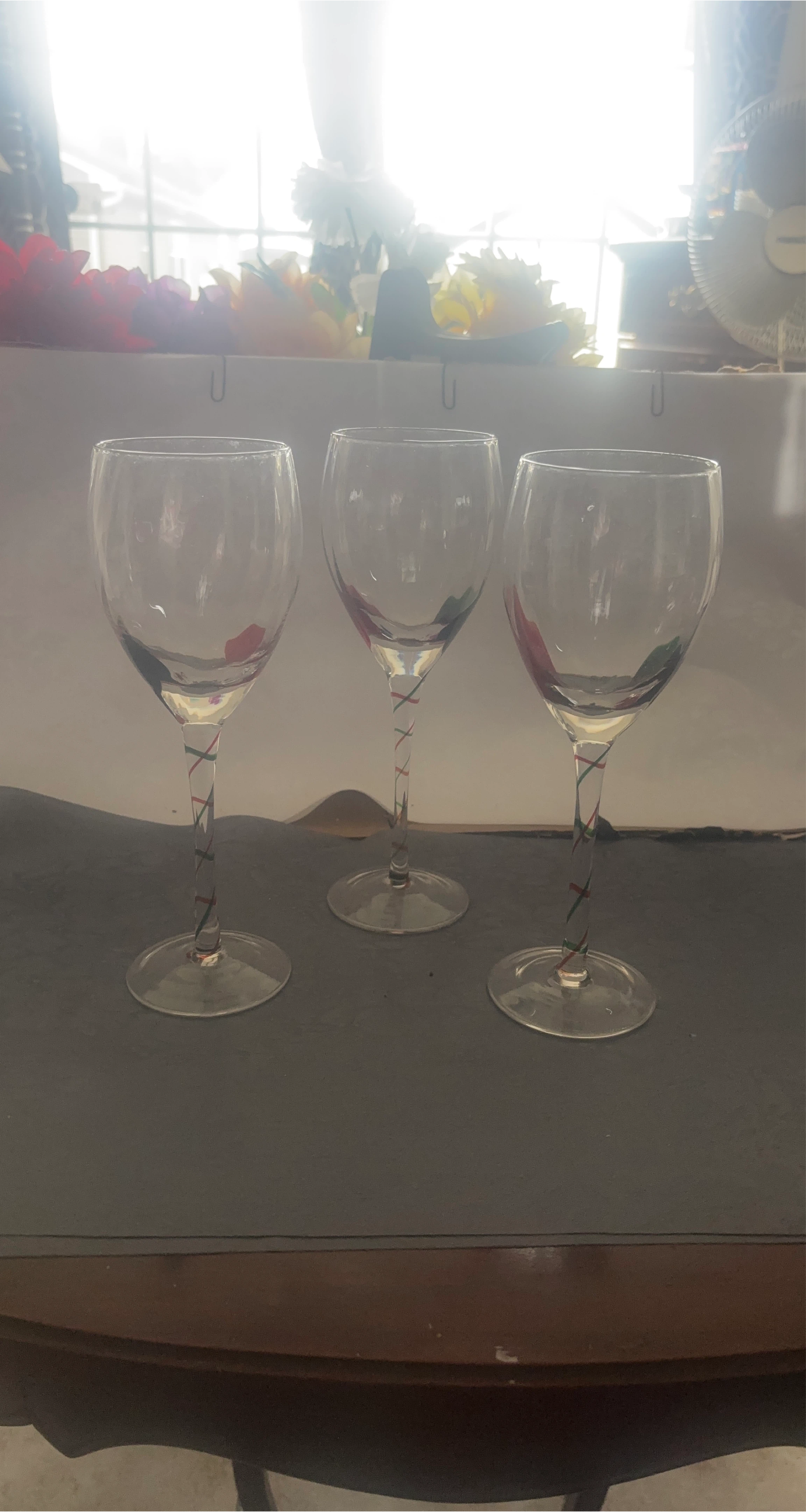 Set of 3 Decorative Wine Glasses