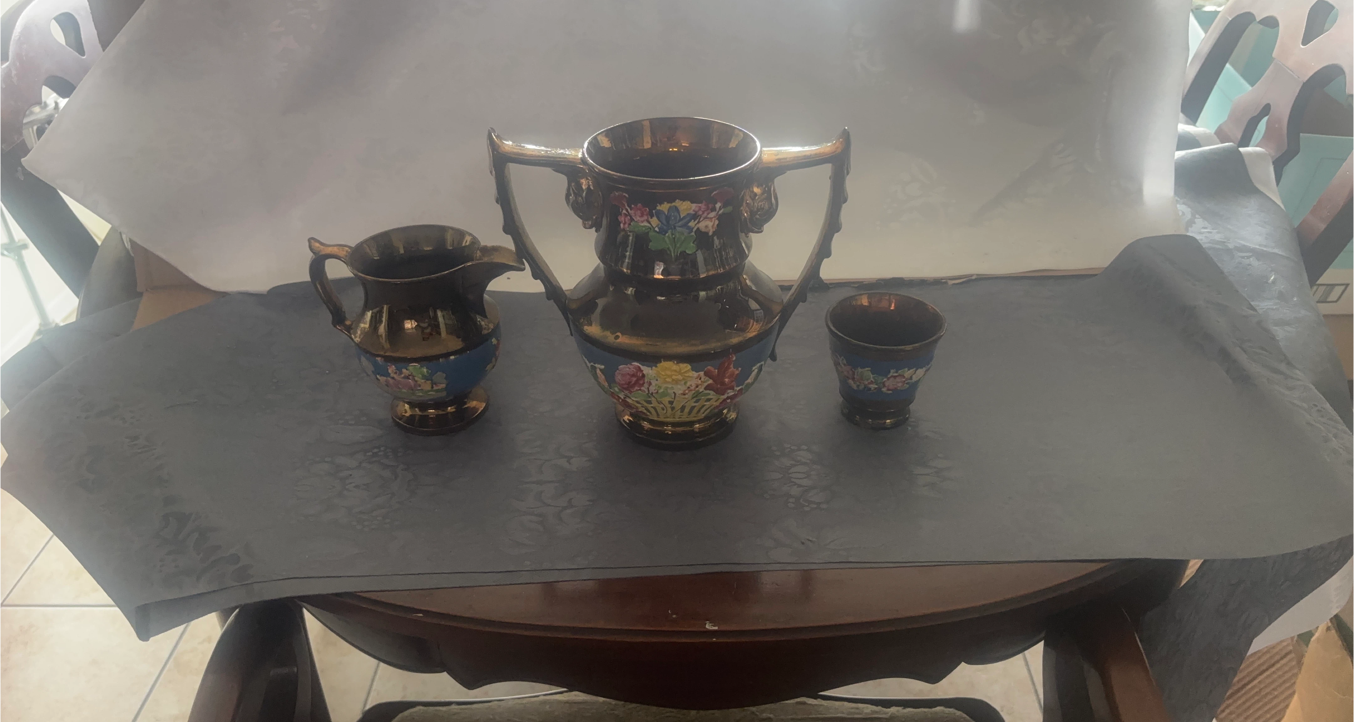 Decorative Pitcher and Cup Set with Floral Design