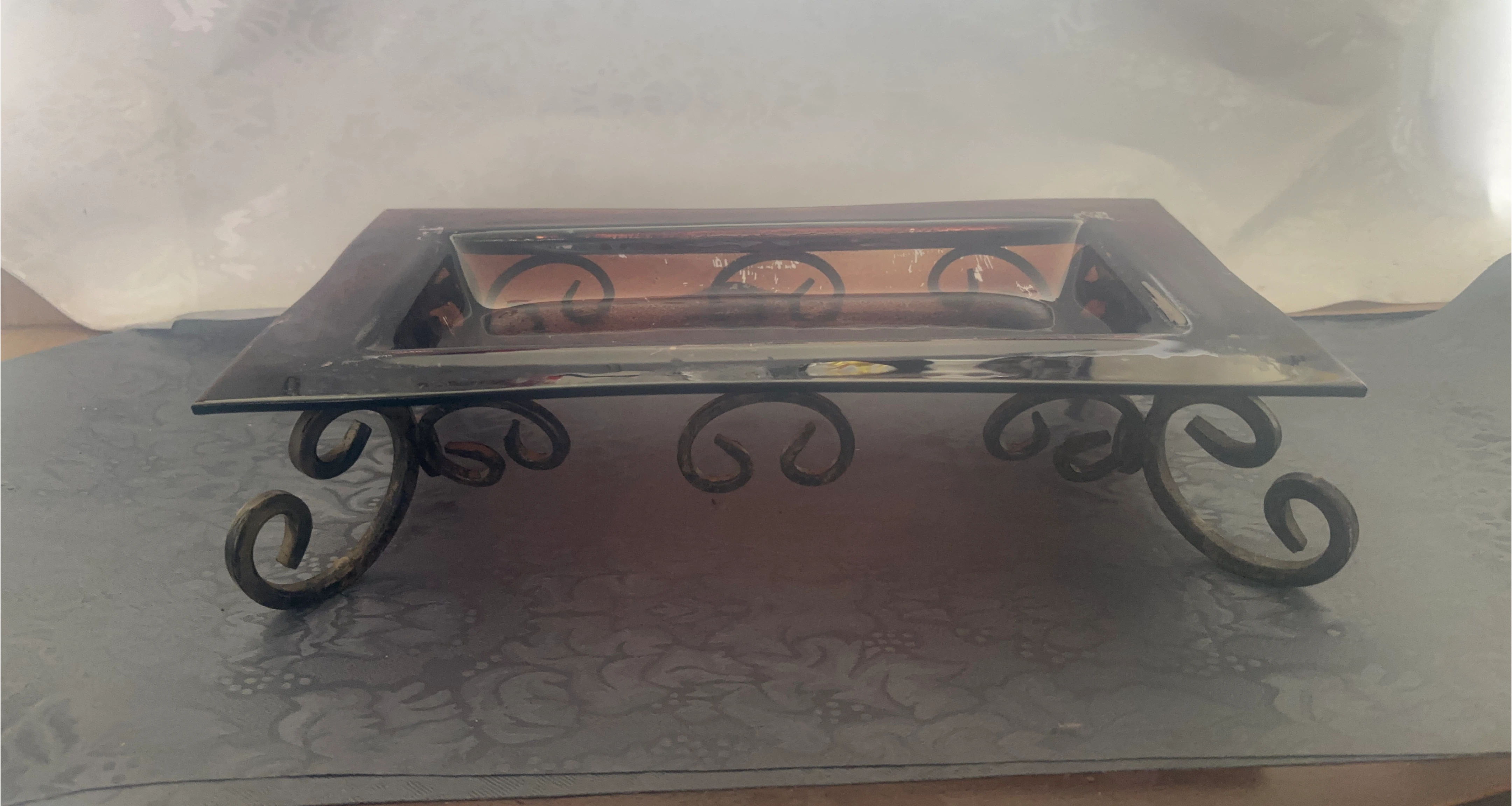 Decorative Serving Tray with Ornate Stand