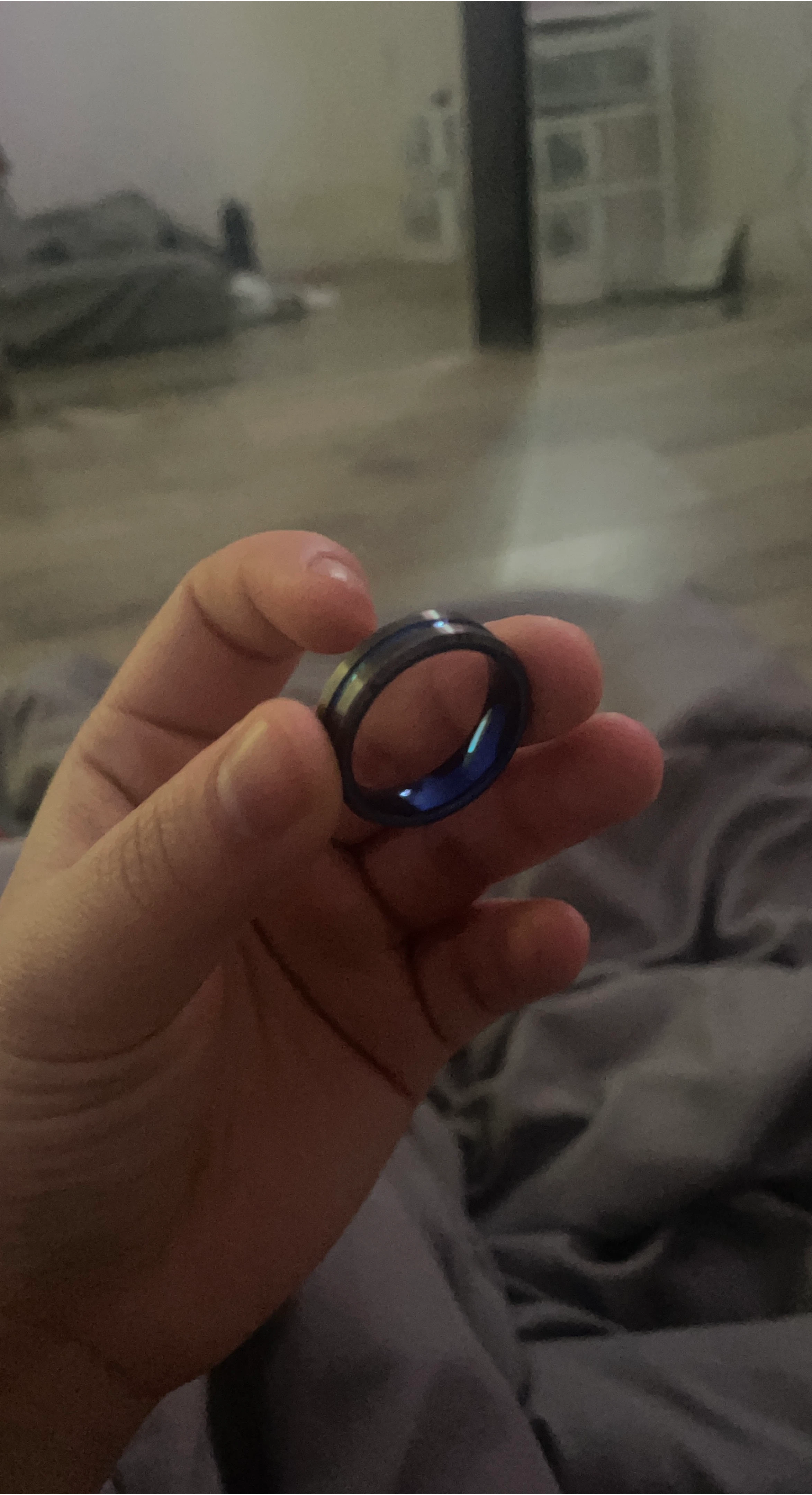 Blue Inlay Band Ring