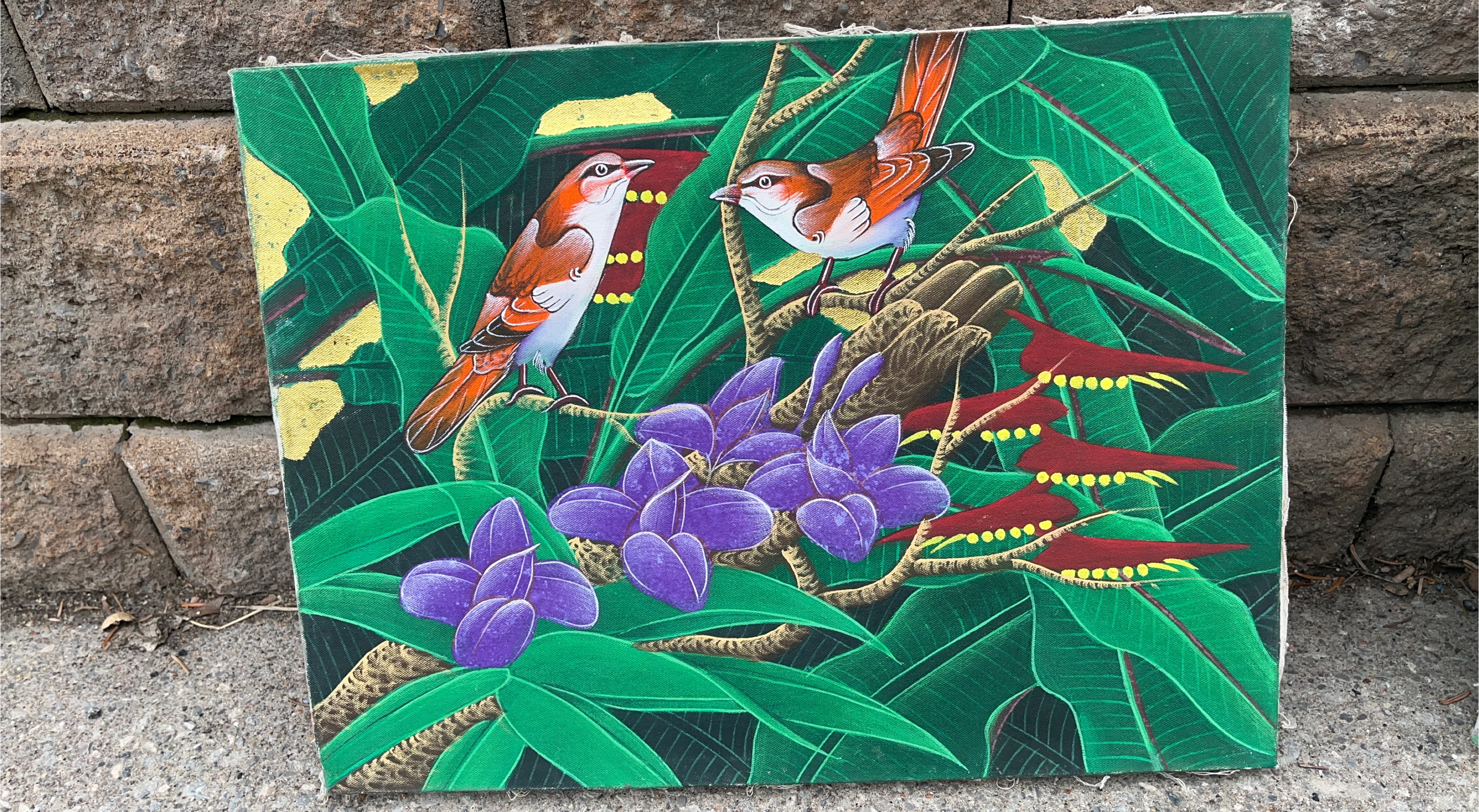 Canvas Painting - Tropical Birds and Flowers