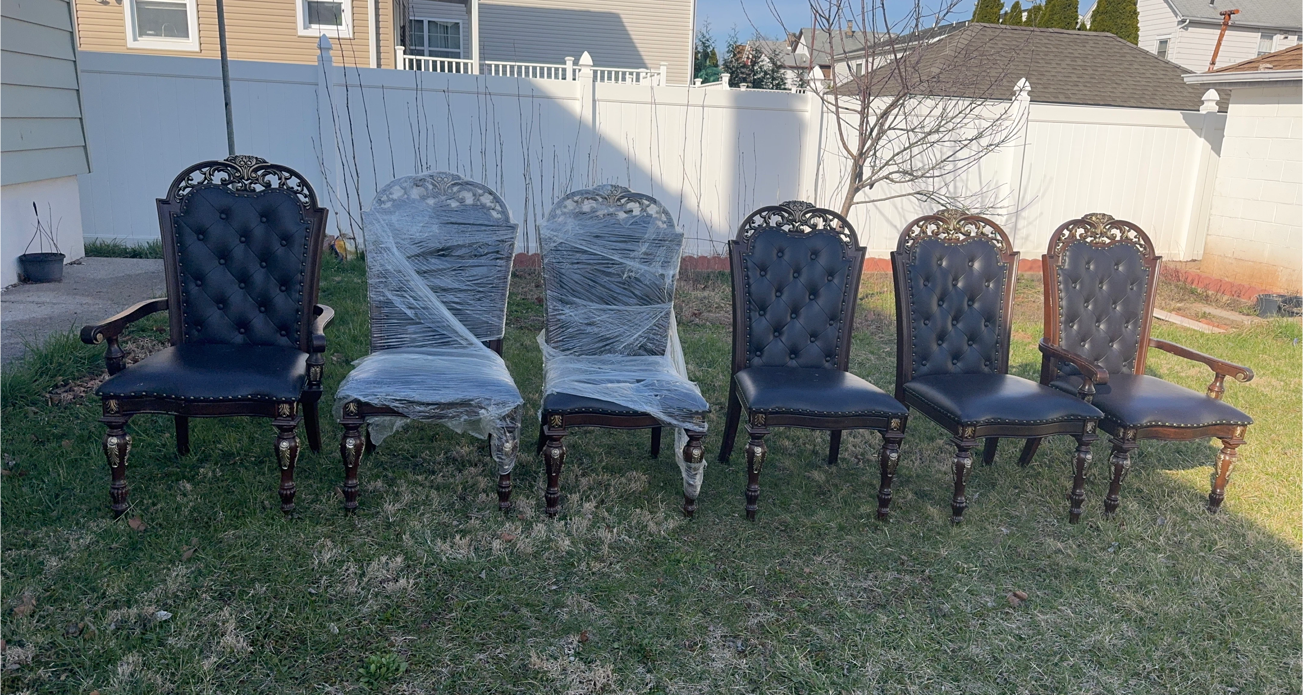 Set of 6 Vintage Tufted Dining Chairs