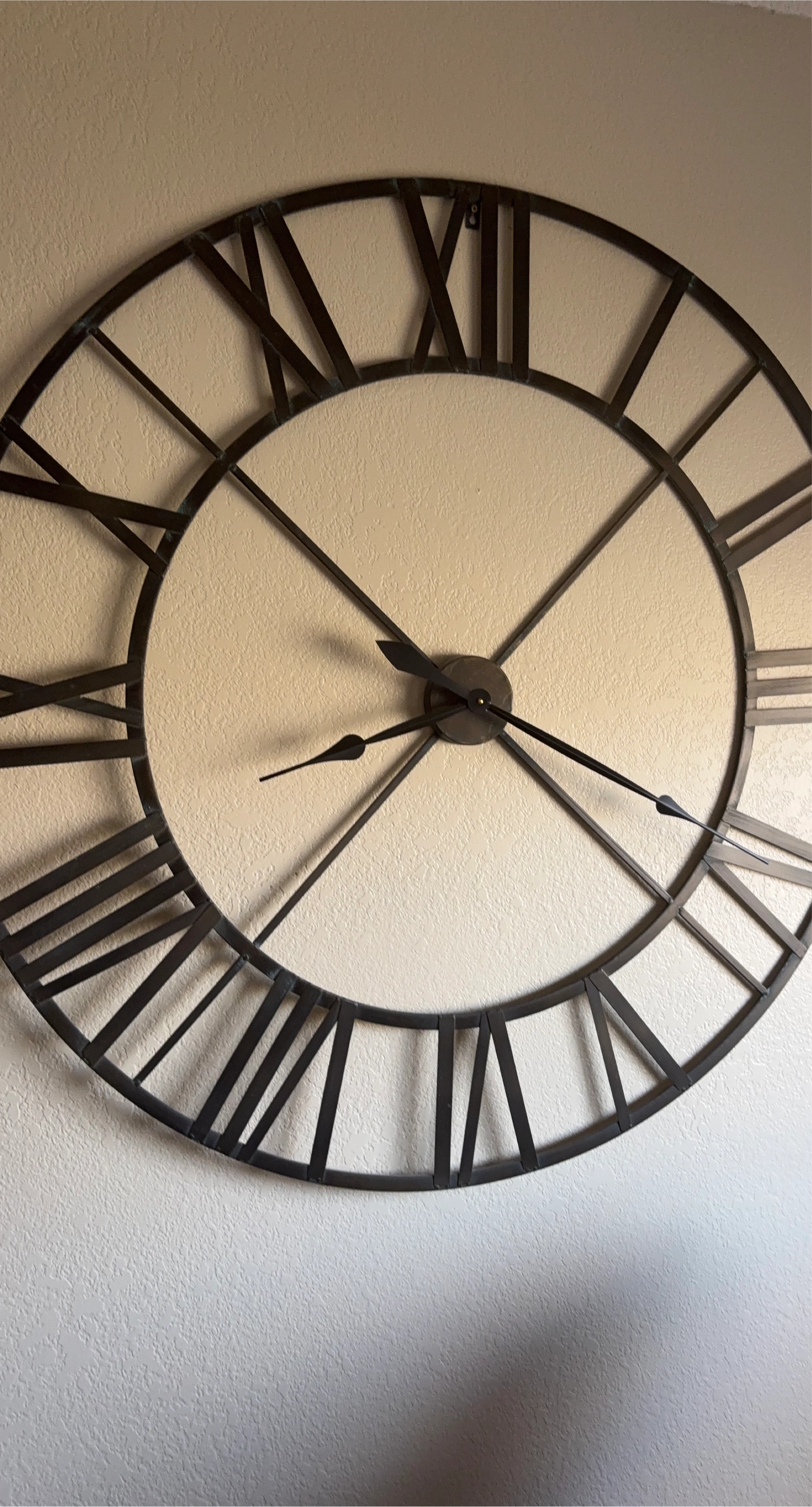 Large Metal Roman Numeral Wall Clock