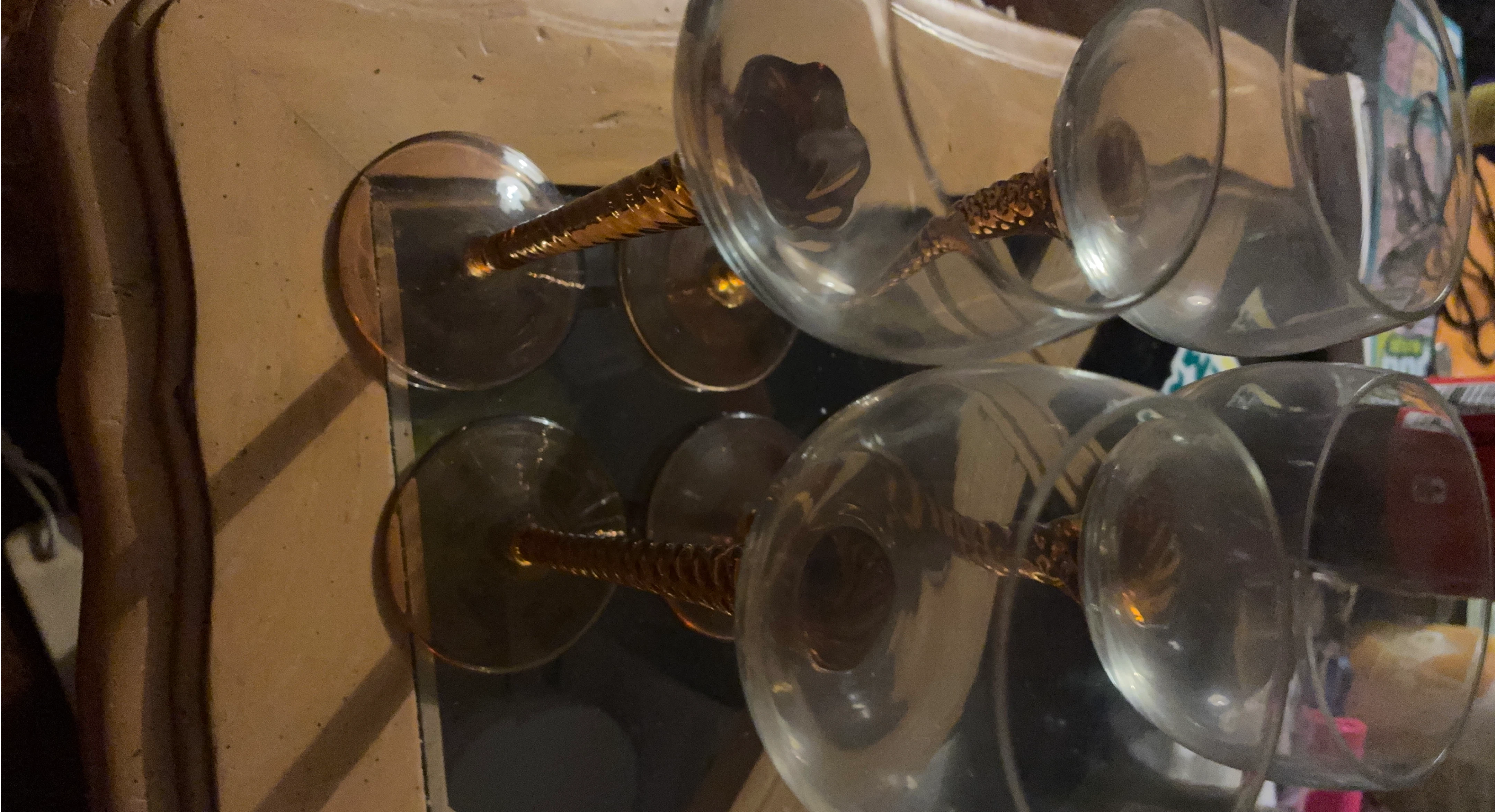 Set of 4 Amber Stem Wine Glasses