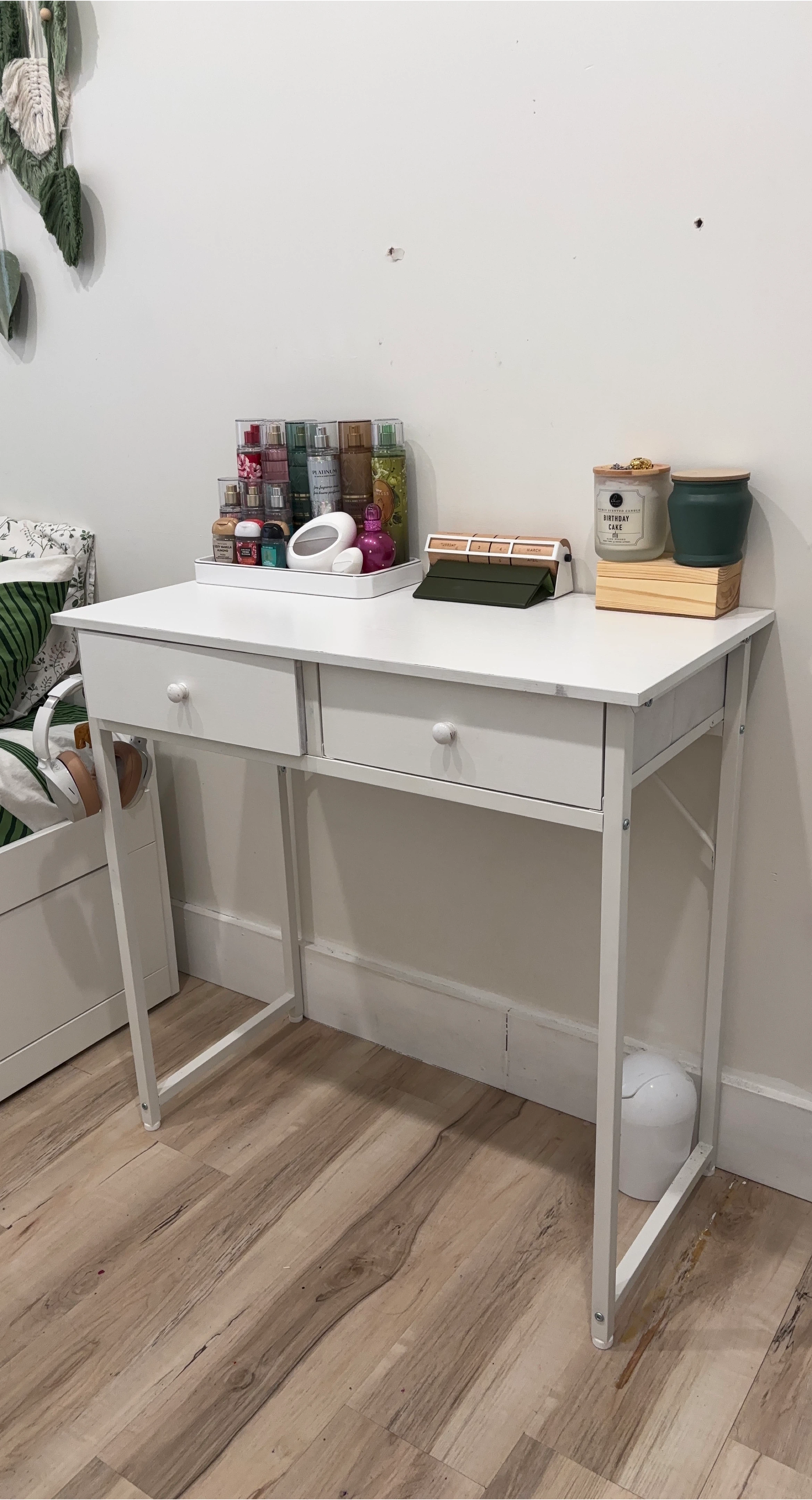 White Vanity Desk with Two Drawers