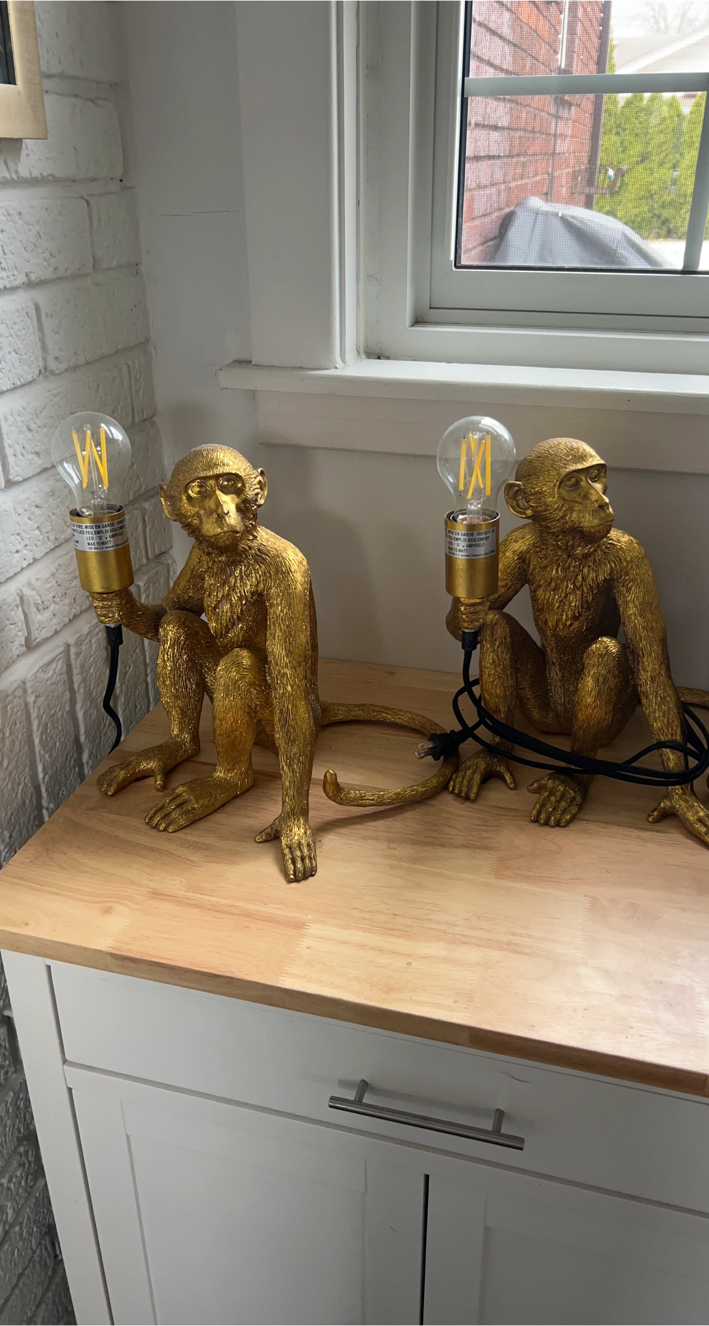 Gold Monkey Lamps (Set of 2)