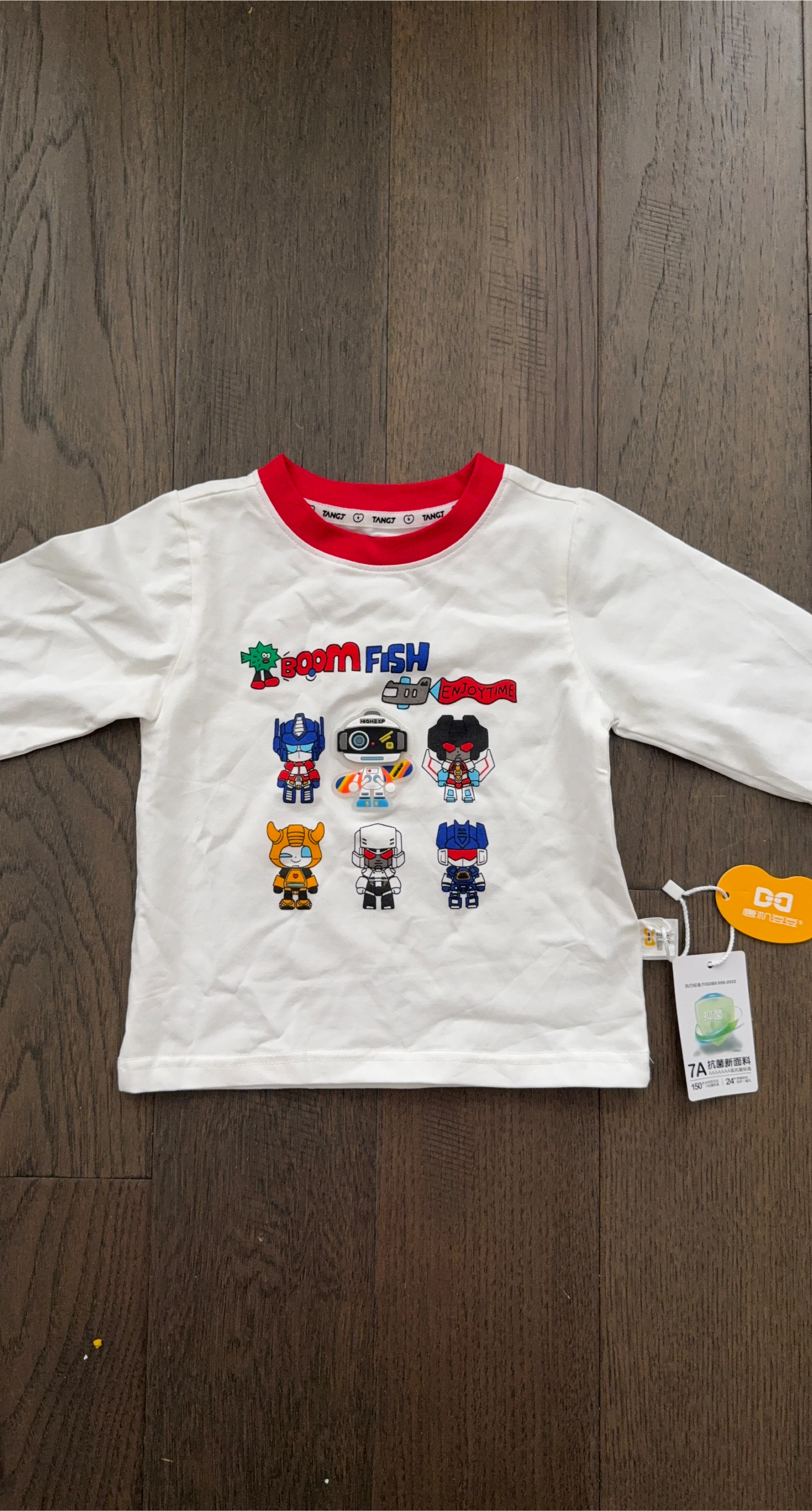 🥕 Kids' BOOM FISH Long Sleeve Shirt with Robot Graphics