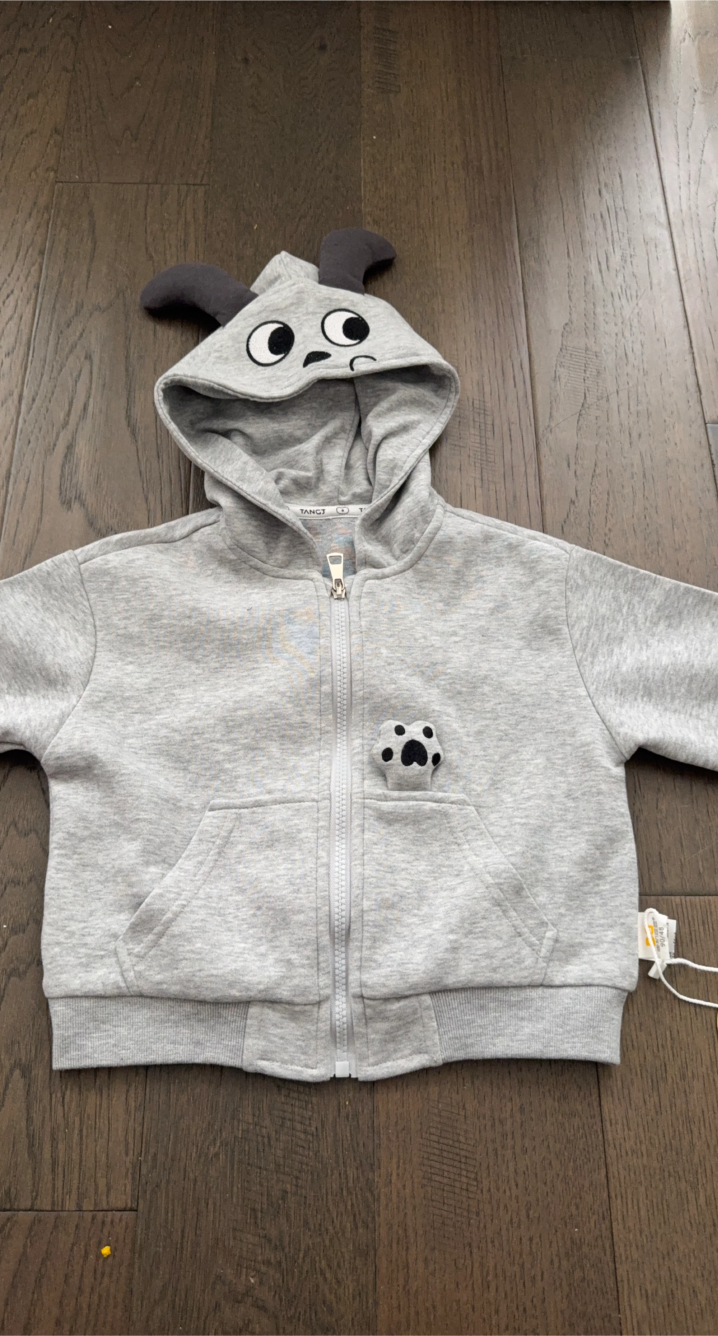🥕 Kids Grey Dog Hoodie 90/48
