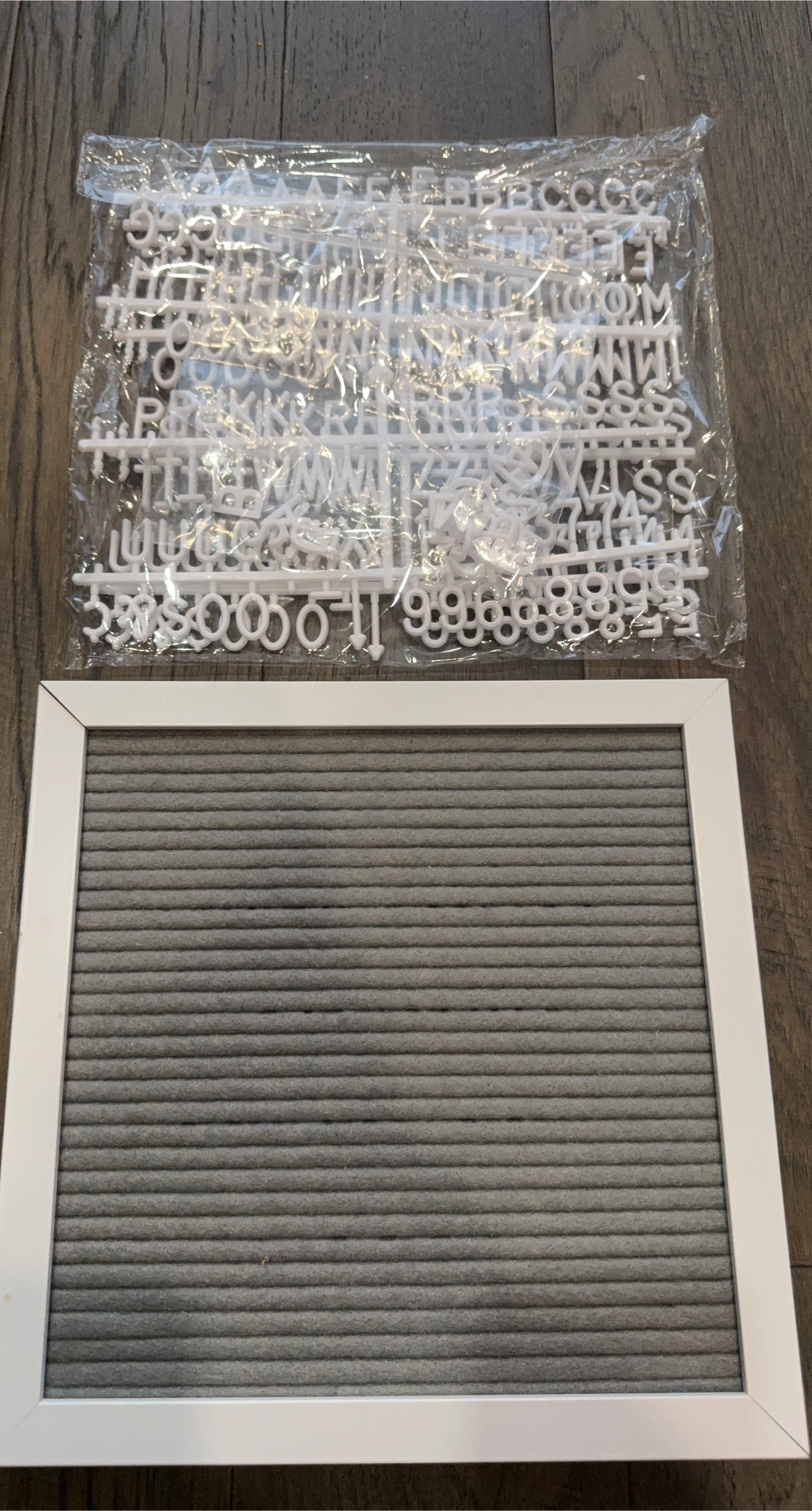 Felt Letter Board with White Frame and White Letters