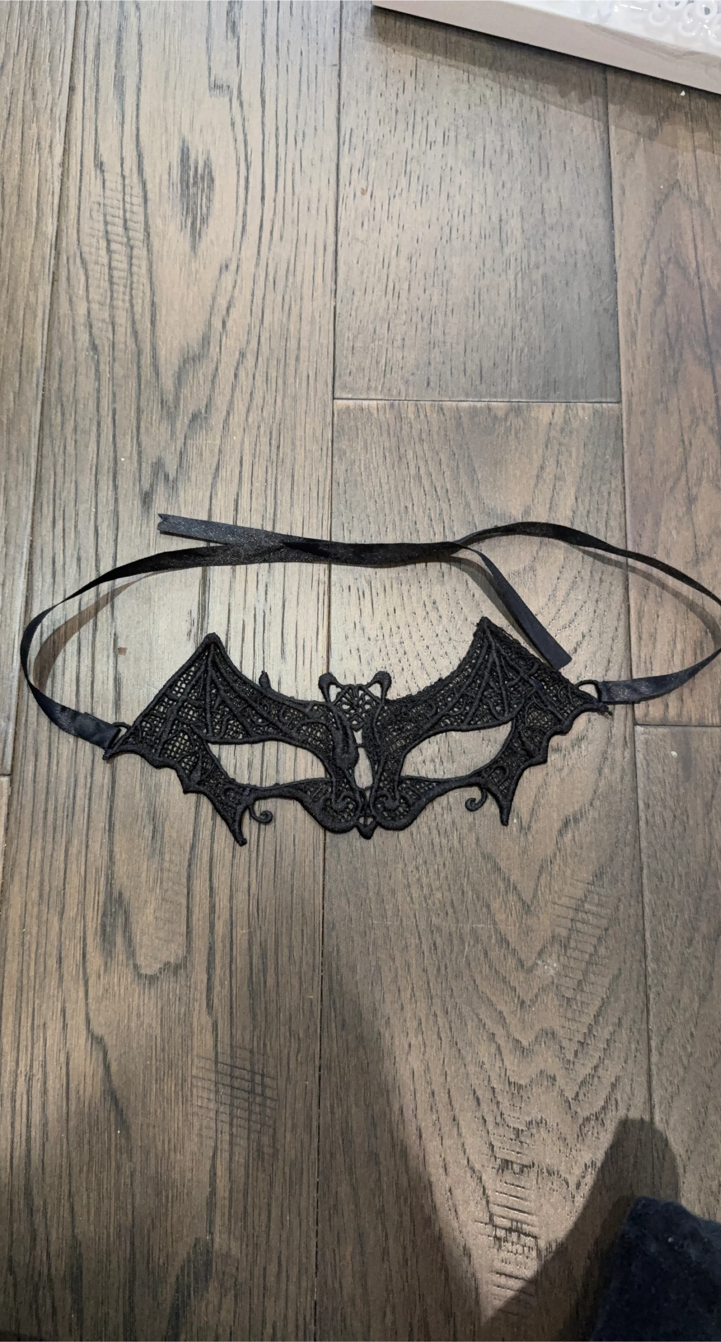 Black Lace Mask with Ribbons