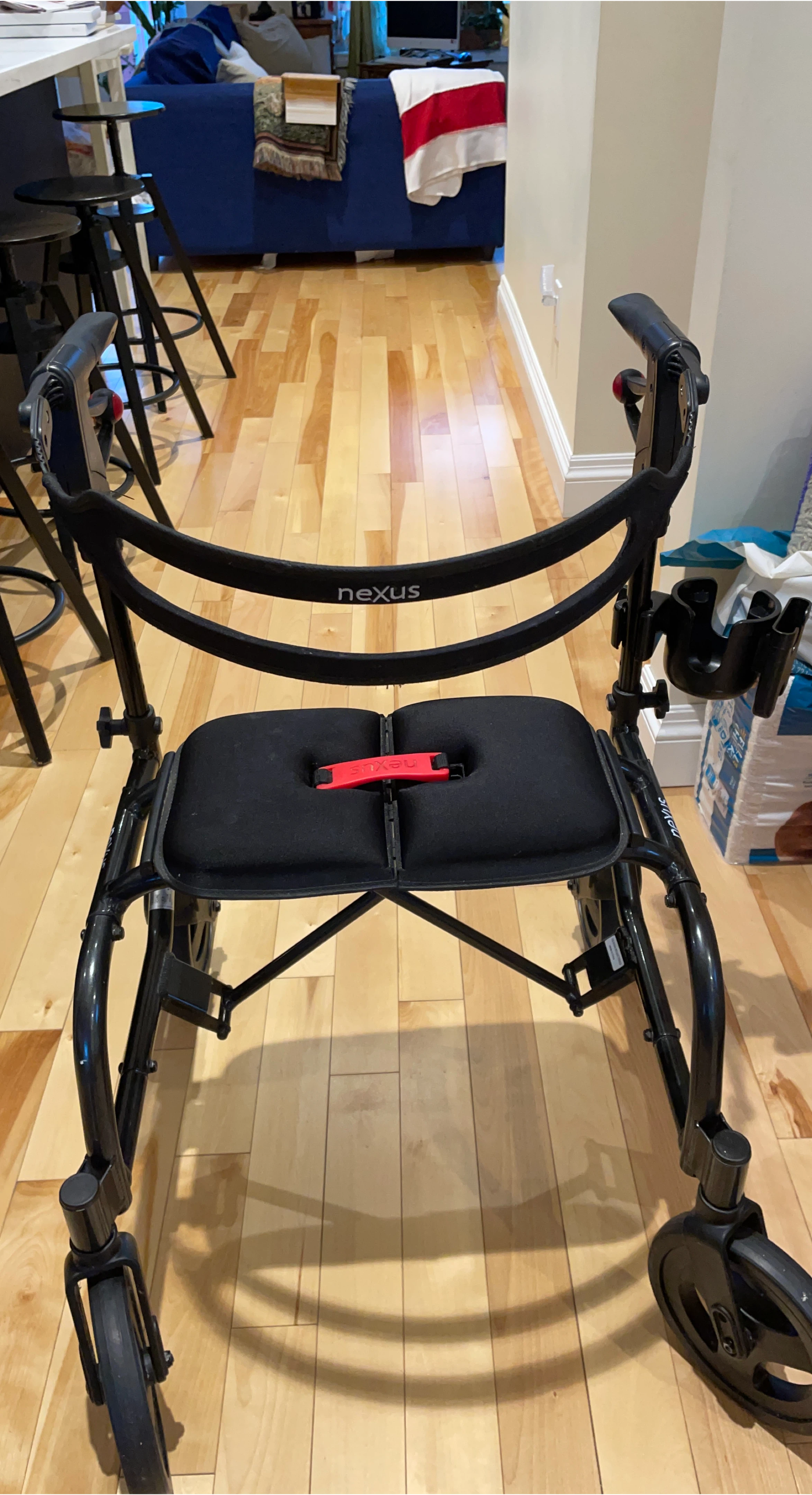 Nexus Black Walker with Seat and Cup Holder