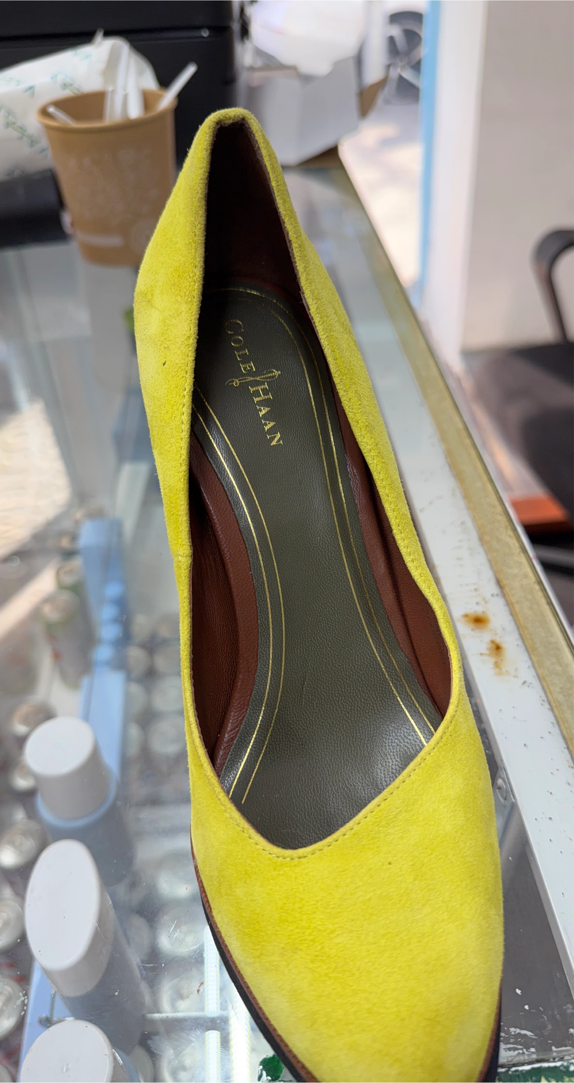 Cole Haan Yellow Suede Heels