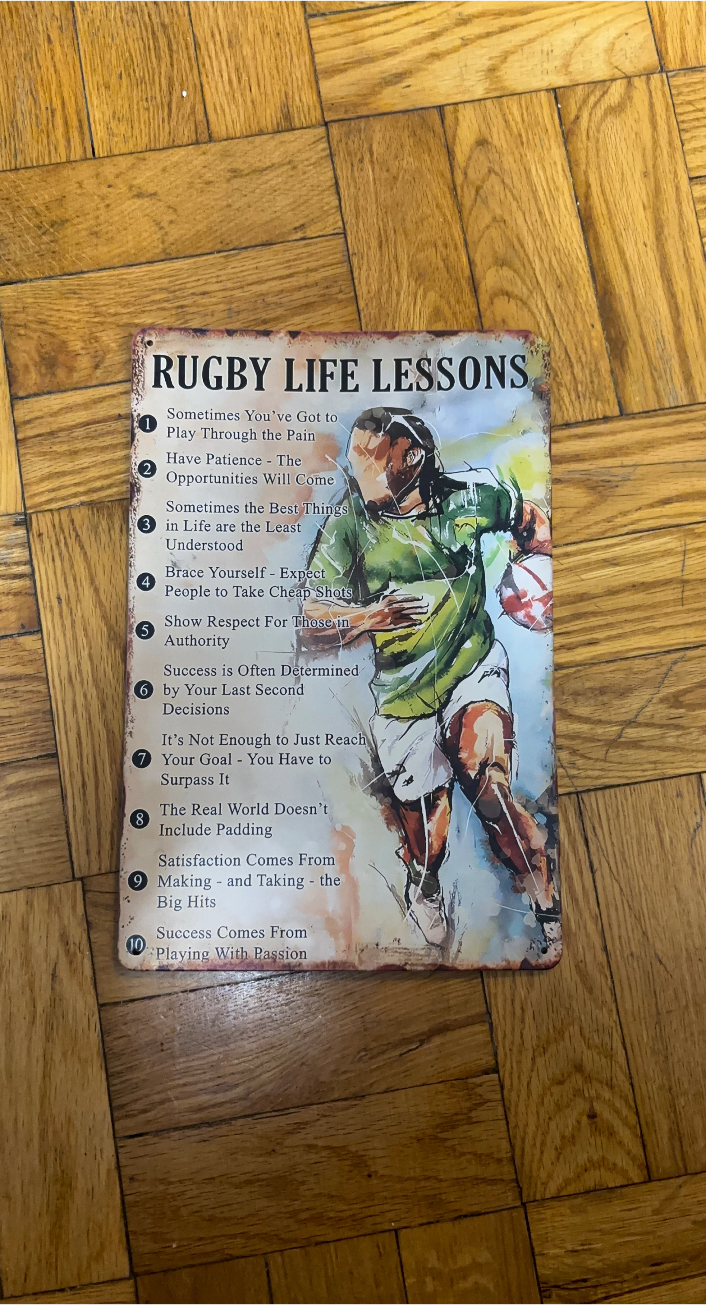 Rugby Life Lessons Metal Sign
