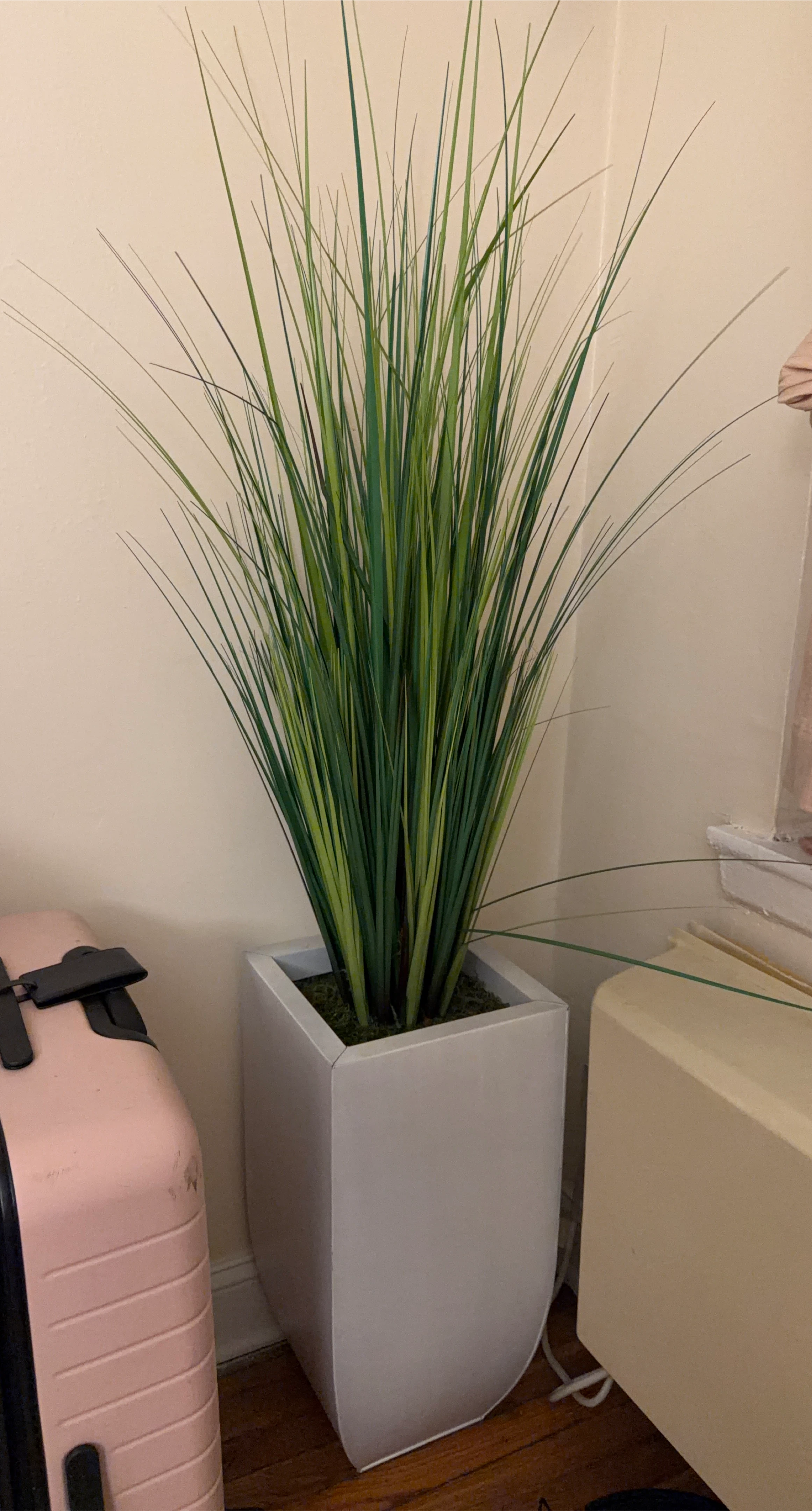 Tall Artificial Grass Plant in Modern Planter