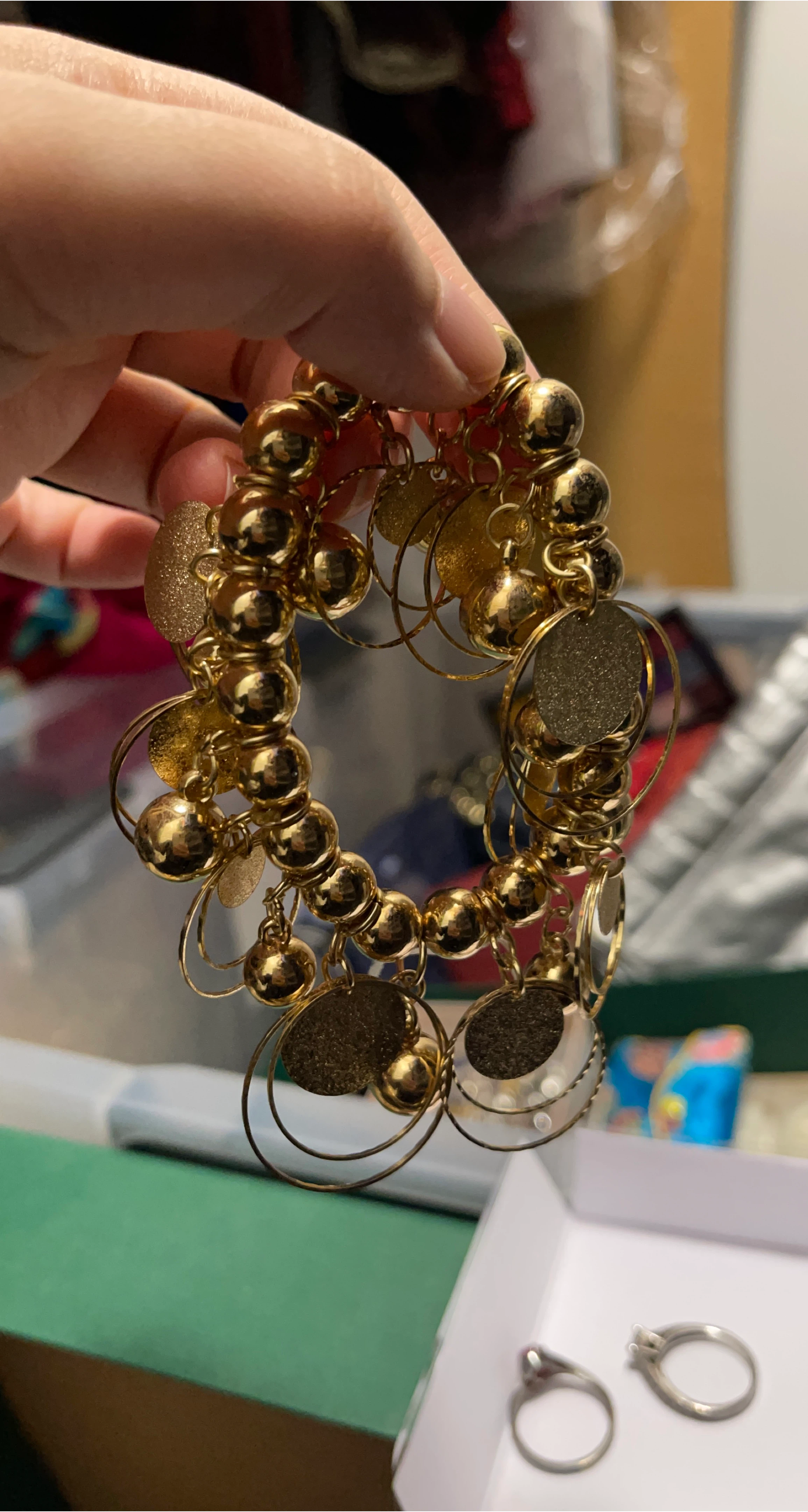 Gold-tone Beaded Bracelet with Charms