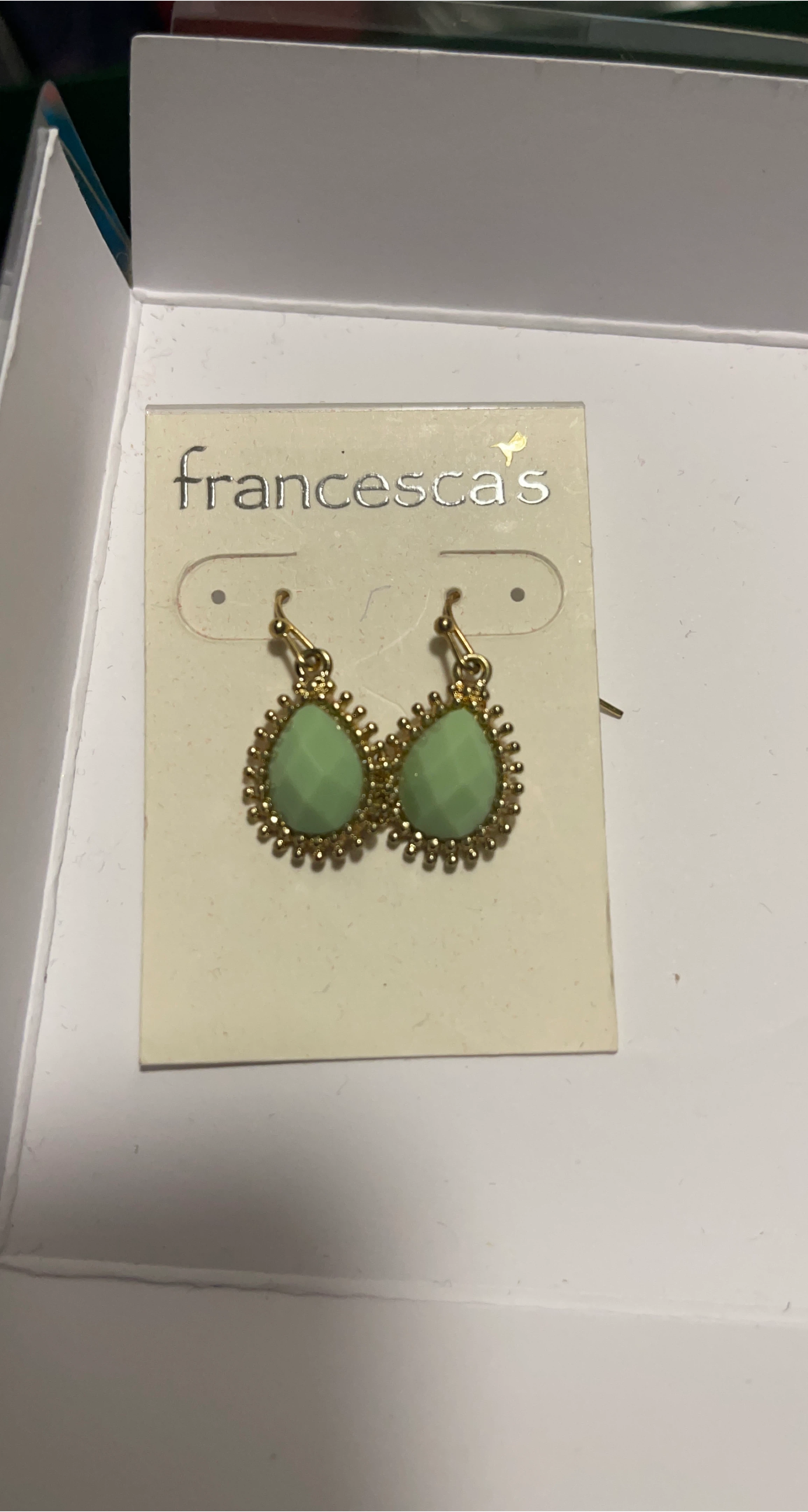Francesca's Green Teardrop Earrings