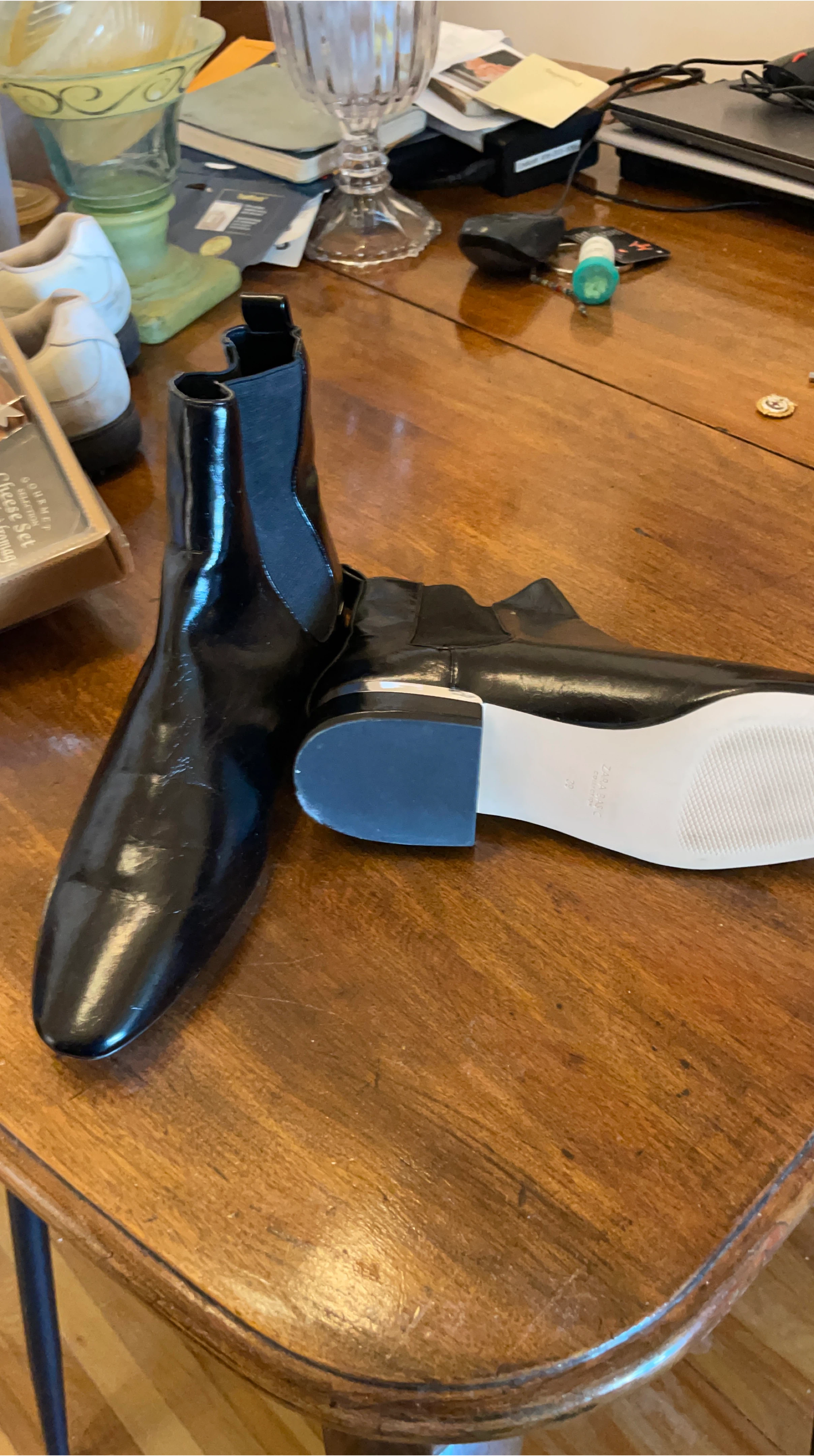 Women’s Black Zara basic Boots with Silver Heel Accent