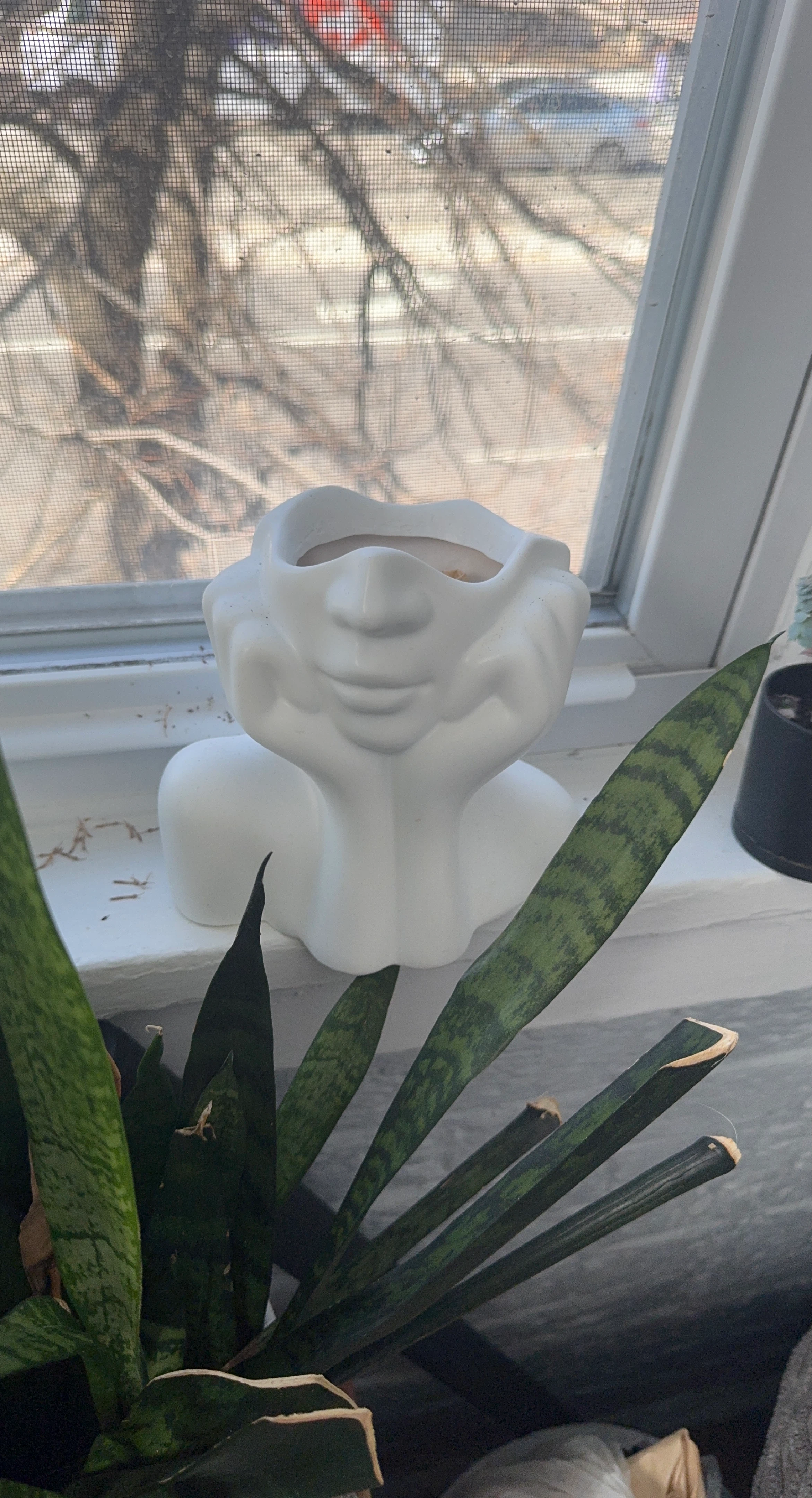 White Ceramic Face Planter
