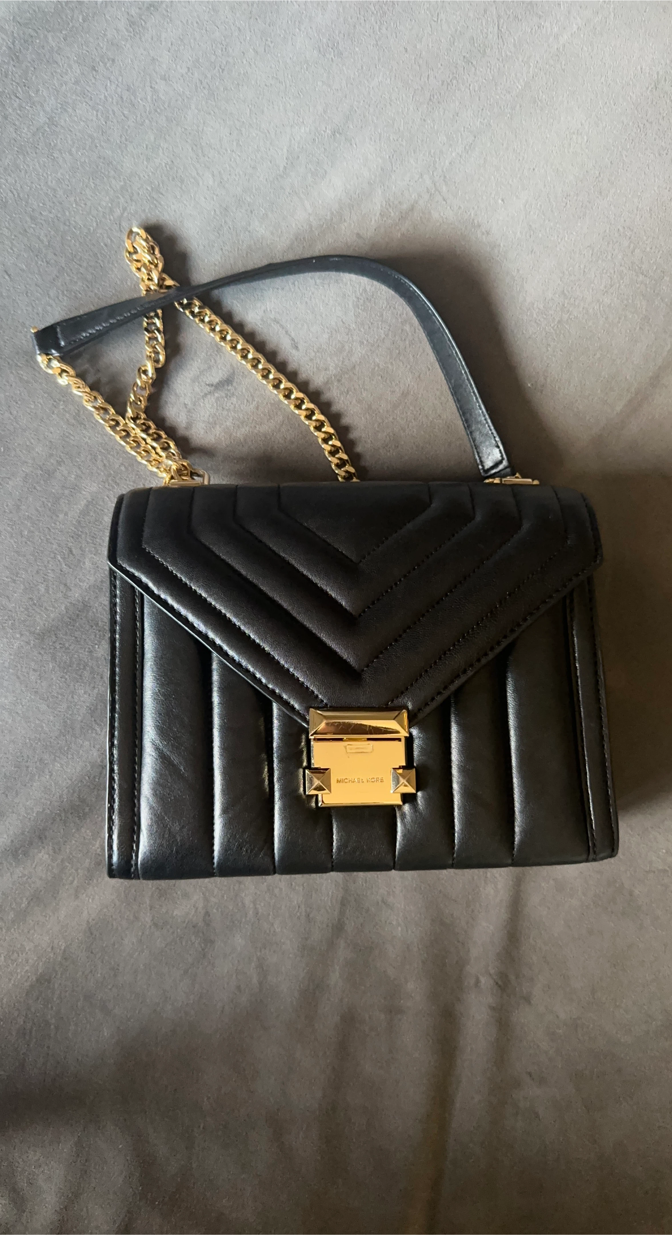 Michael Kors Black Leather Quilted Shoulder Bag