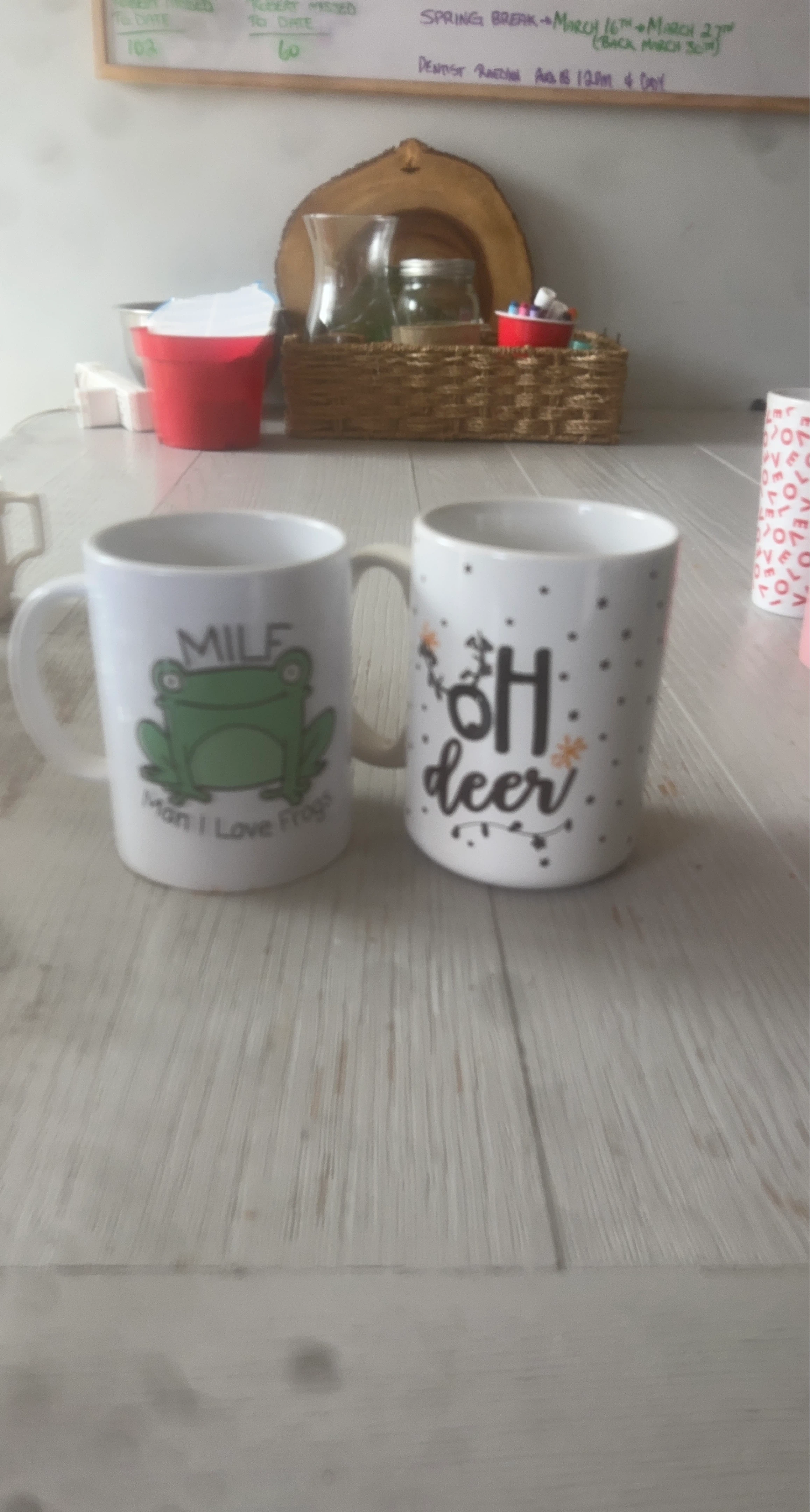 Set of 2 Ceramic Mugs - "MILF Man I Love Frogs" & "Oh Deer"